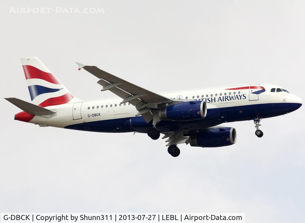 G-DBCK, 2007 Airbus A319-131 C/N 3049, Landing rwy 07L