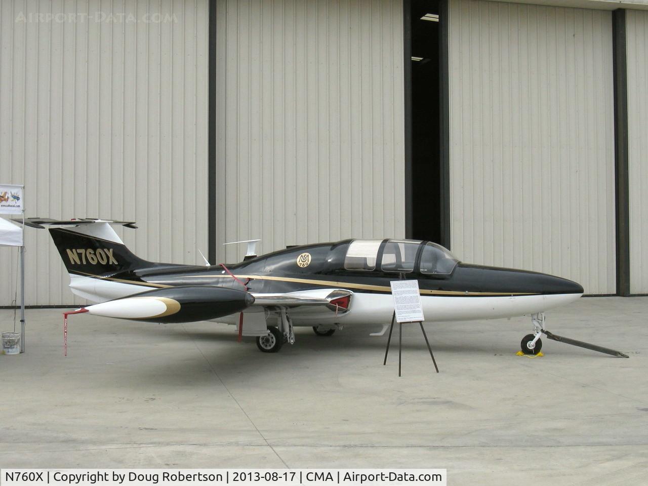 N760X, 1959 Morane-Saulnier MS.760B Paris C/N 0028, 1959 Morane-Saulniere MS760B PARIS Jet, two Turbomeca Marbore VI Turbojets, 1,058 lb st each, wing tanks, four seats. French military high speed liaison/communications aircraft originally, Standard class. Displayed on CAF ramp.