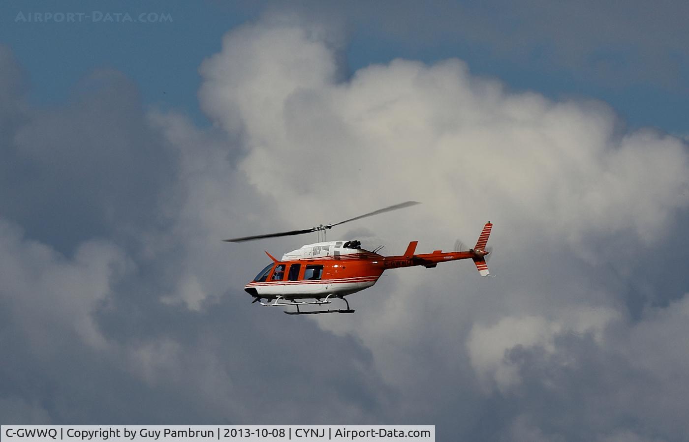 C-GWWQ, 1996 Bell 206L-4 LongRanger IV LongRanger C/N 52170, Taking off for ???? and unfortunately he happened to be a loooong way away. I ended up having to do a major crop job.