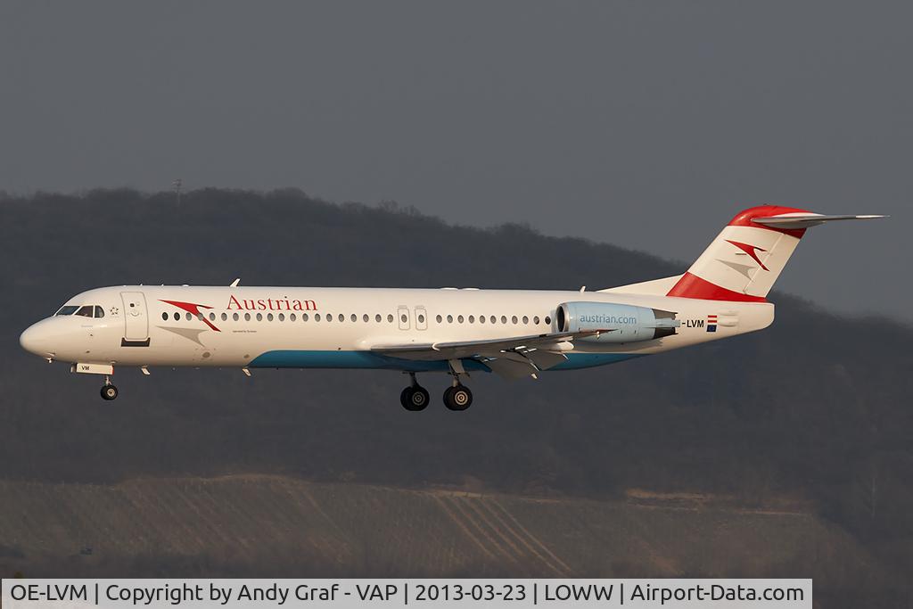 OE-LVM, 1991 Fokker F100 (F-28-0100) C/N 11361, Austrian Airlines F100