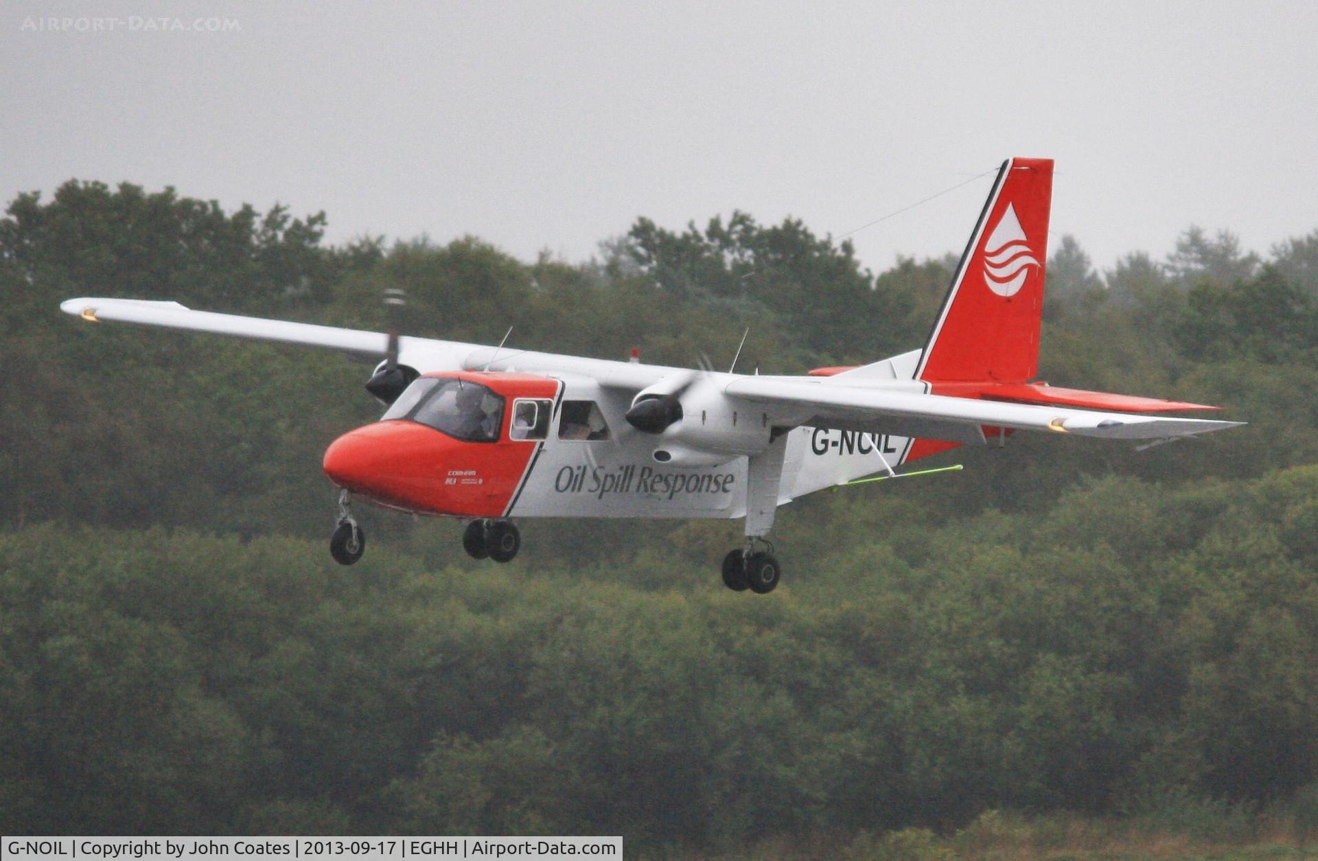 G-NOIL, 1973 Britten-Norman BN-2A-26 Islander C/N 334, Landing in gusty conditions.