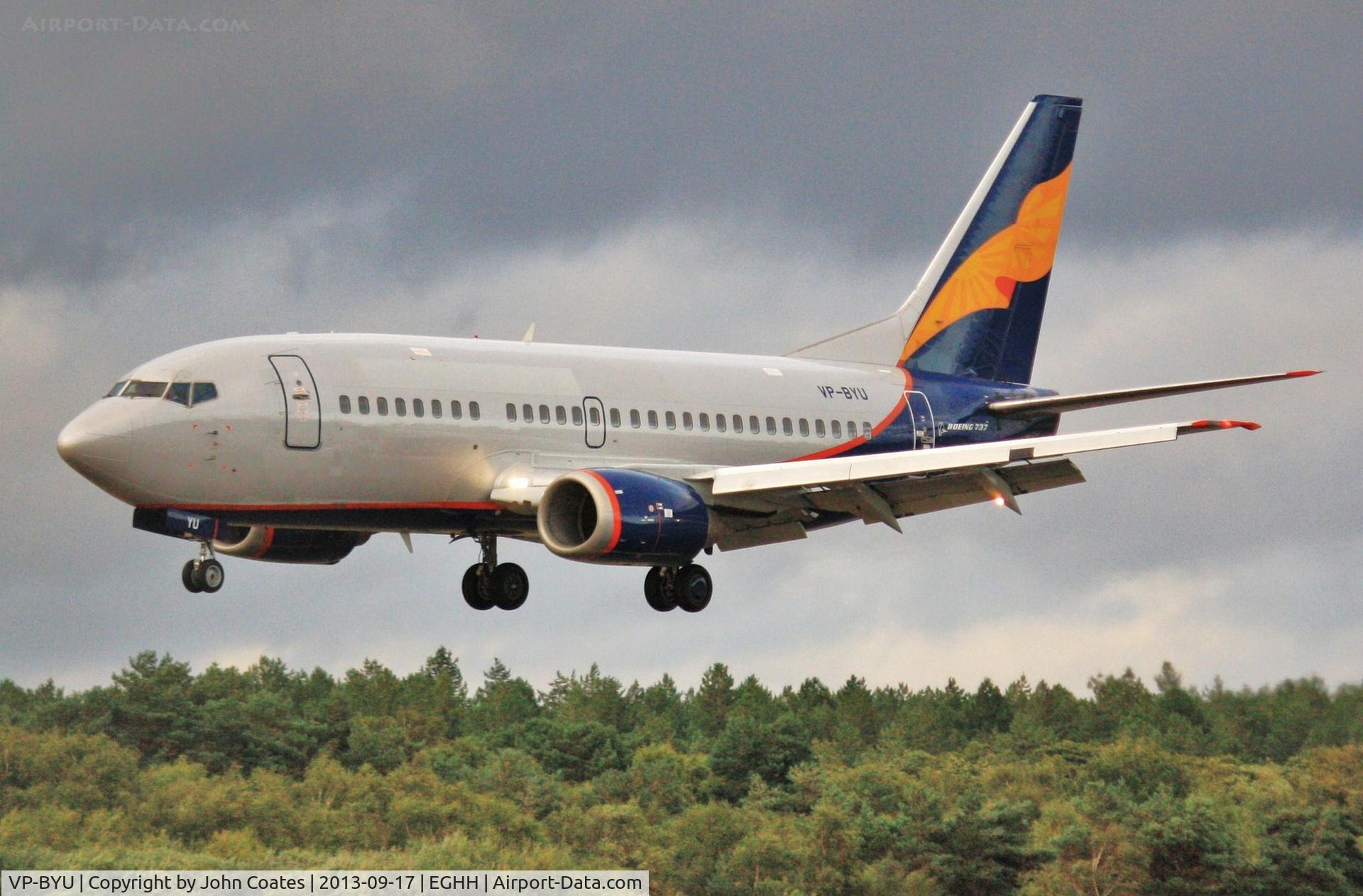 VP-BYU, 1991 Boeing 737-5Q8 C/N 25167, ex Donavia arriving from Vilnius on return to lessor.