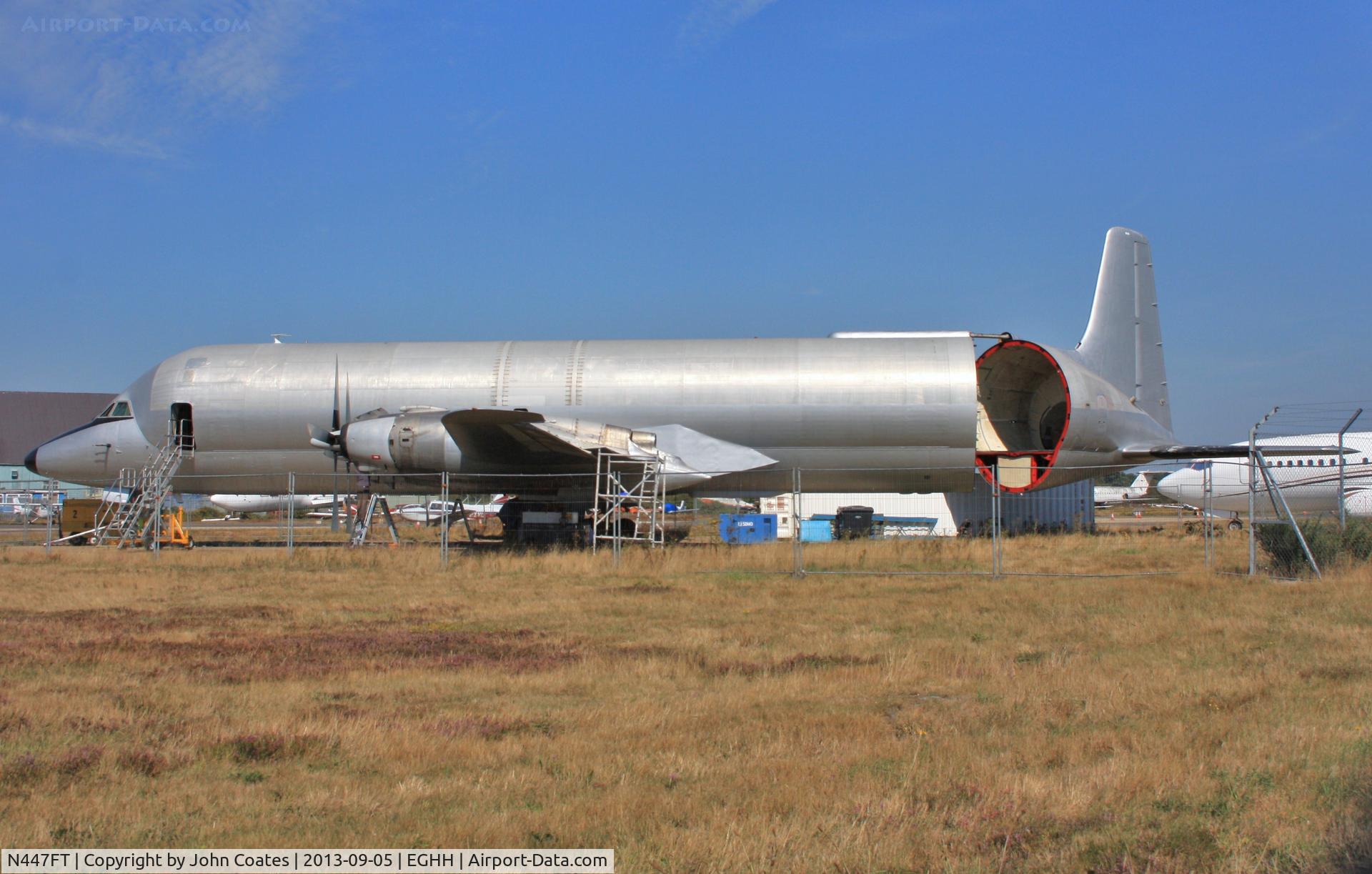 N447FT, 1969 Canadair CL-44-0 Skymonster C/N 16, Stripped of paint and swing-tail open