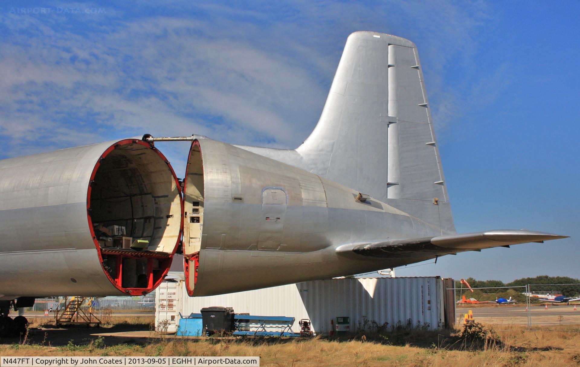 N447FT, 1969 Canadair CL-44-0 Skymonster C/N 16, Close up of open swing-tail.