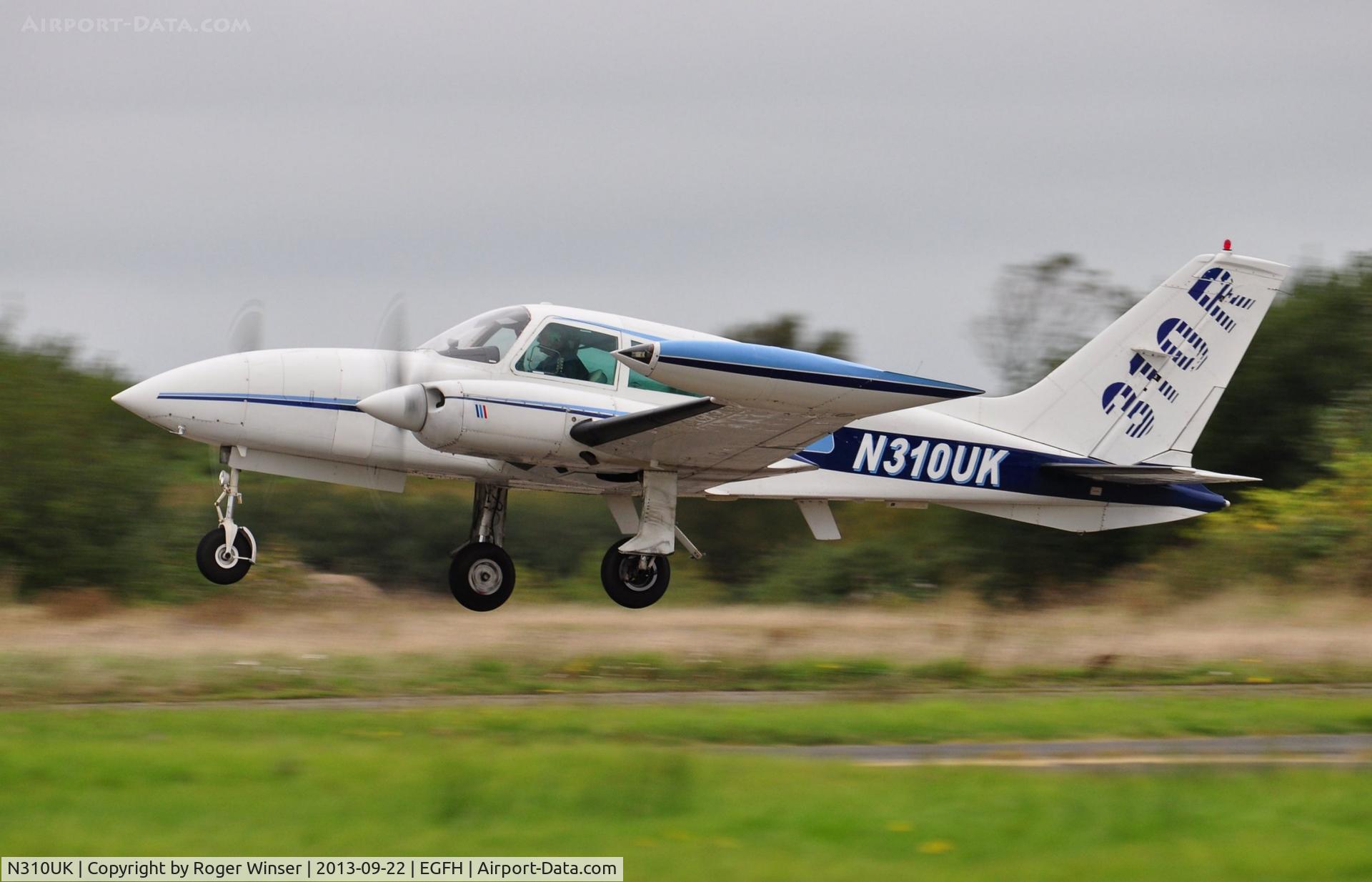 N310UK, 1976 Cessna 310R C/N 310R0584, Visiting Cessna 310R departing Runway 22 for Haverfordwest.