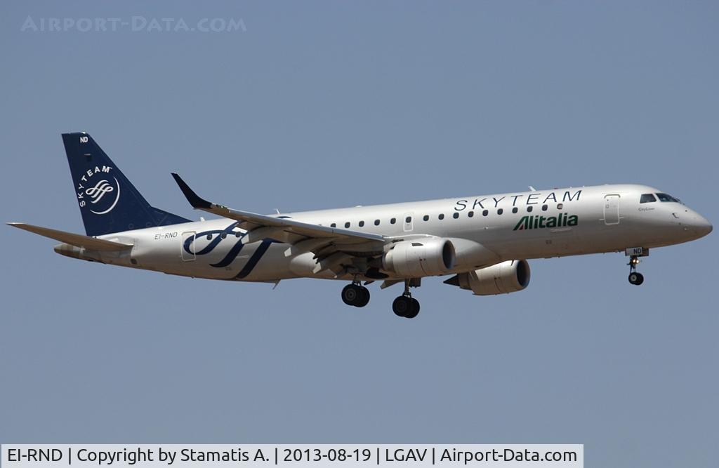EI-RND, 2012 Embraer 190LR (ERJ-190-100LR) C/N 19000512, Landing on 03L @ LGAV 19/8/2013