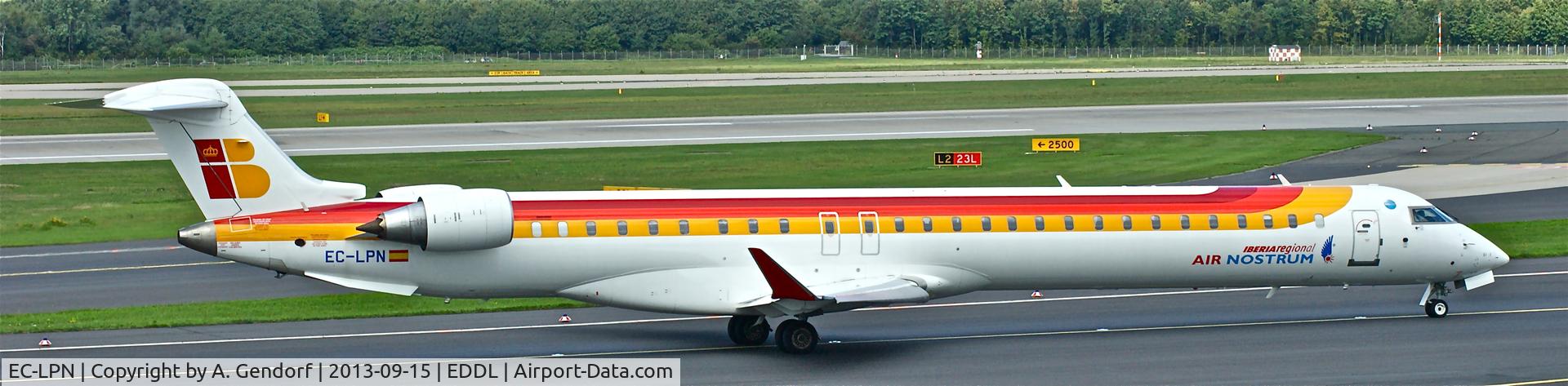 EC-LPN, 2012 Bombardier CRJ-1000ER NG (CL-600-2E25) C/N 19022, Air Nostrum (Iberia-Regional cs.), is here taxiing to the RWY for departure at Düsseldorf Int´l(EDDL)