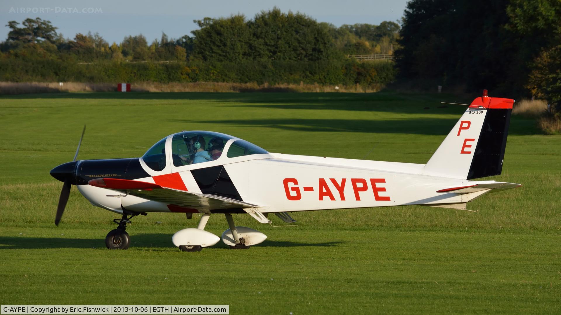 G-AYPE, 1971 Bolkow Bo-209 Monsun 150FF C/N 123, 1. G-AYPE preparing to depart The Shuttleworth Collection October Flying Day - (The final Flying Day of their 50th Anniversary Season.)
