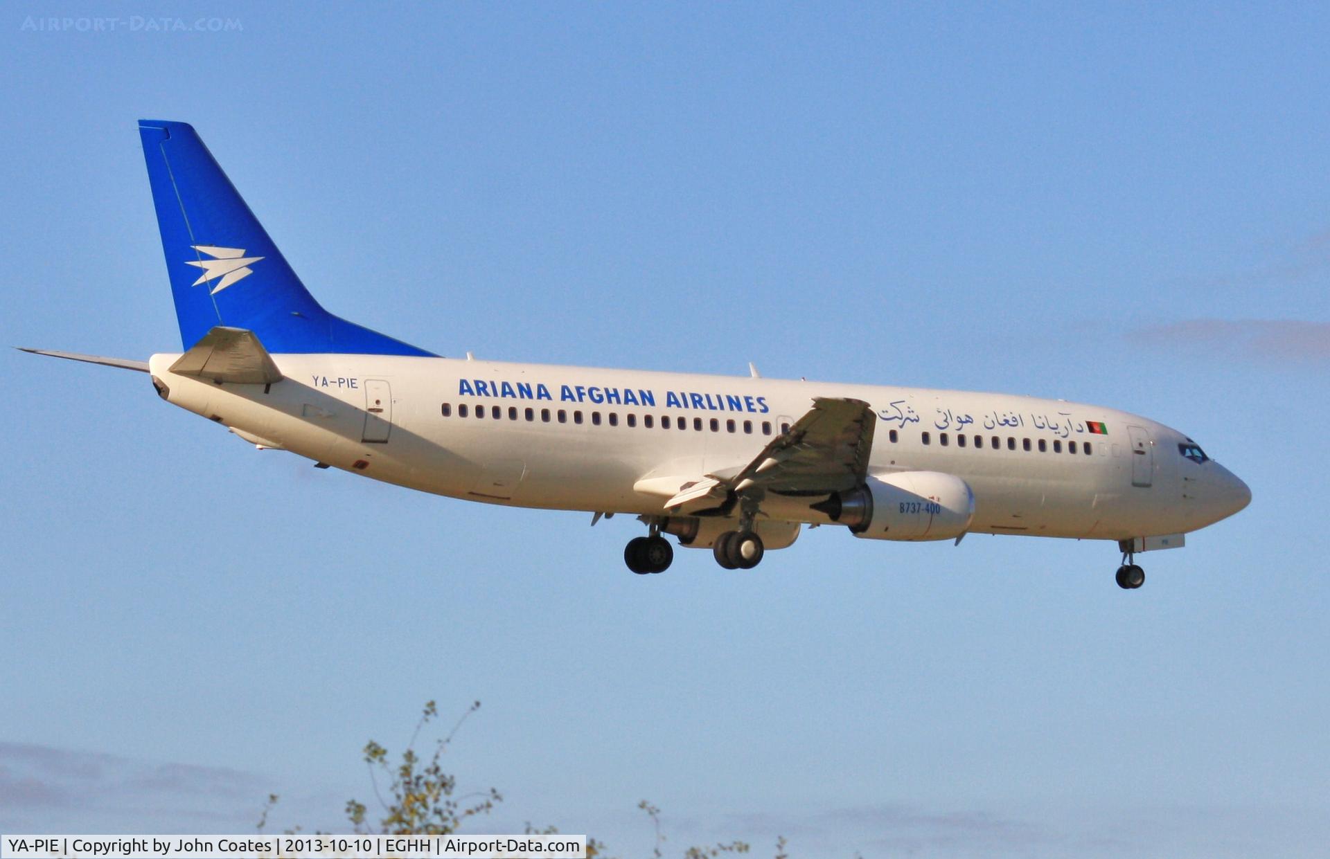 YA-PIE, 1993 Boeing 737-4Y0 C/N 26086, About to touchdown on pre-delivery flight from Lasham