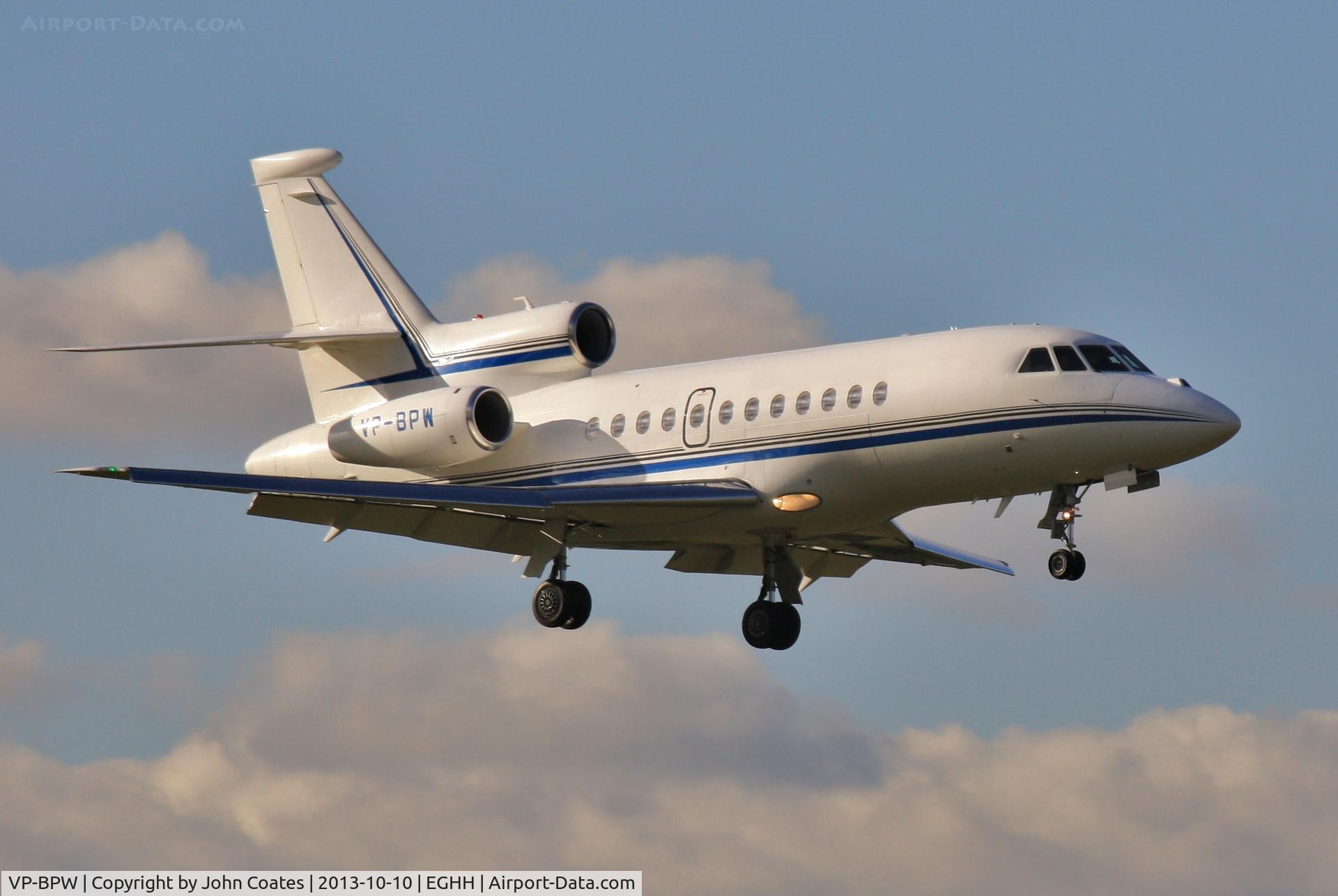 VP-BPW, 1994 Dassault Falcon 900B C/N 135, Returning from Jersey late in the day.
