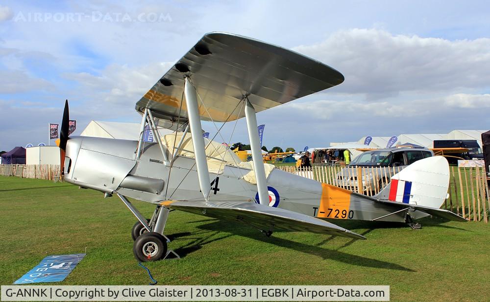 G-ANNK, 1940 De Havilland DH-82A Tiger Moth II C/N 83804, Ex: T7290 > G-ANNK > F-BFDO > G-ANNK
Originally owned to, A.J.Whittemore (Aeradio) Ltd in January 1954 and currently in priate hands since October 2012. In the colours of the, Royal Air Force