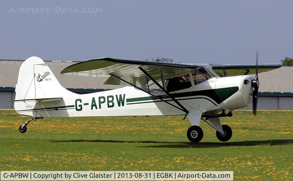 G-APBW, 1957 Auster 5A C/N 3405, Originally owned to, Auster Aircraft Ltd in May 1957 and currently in private hands since May 2012