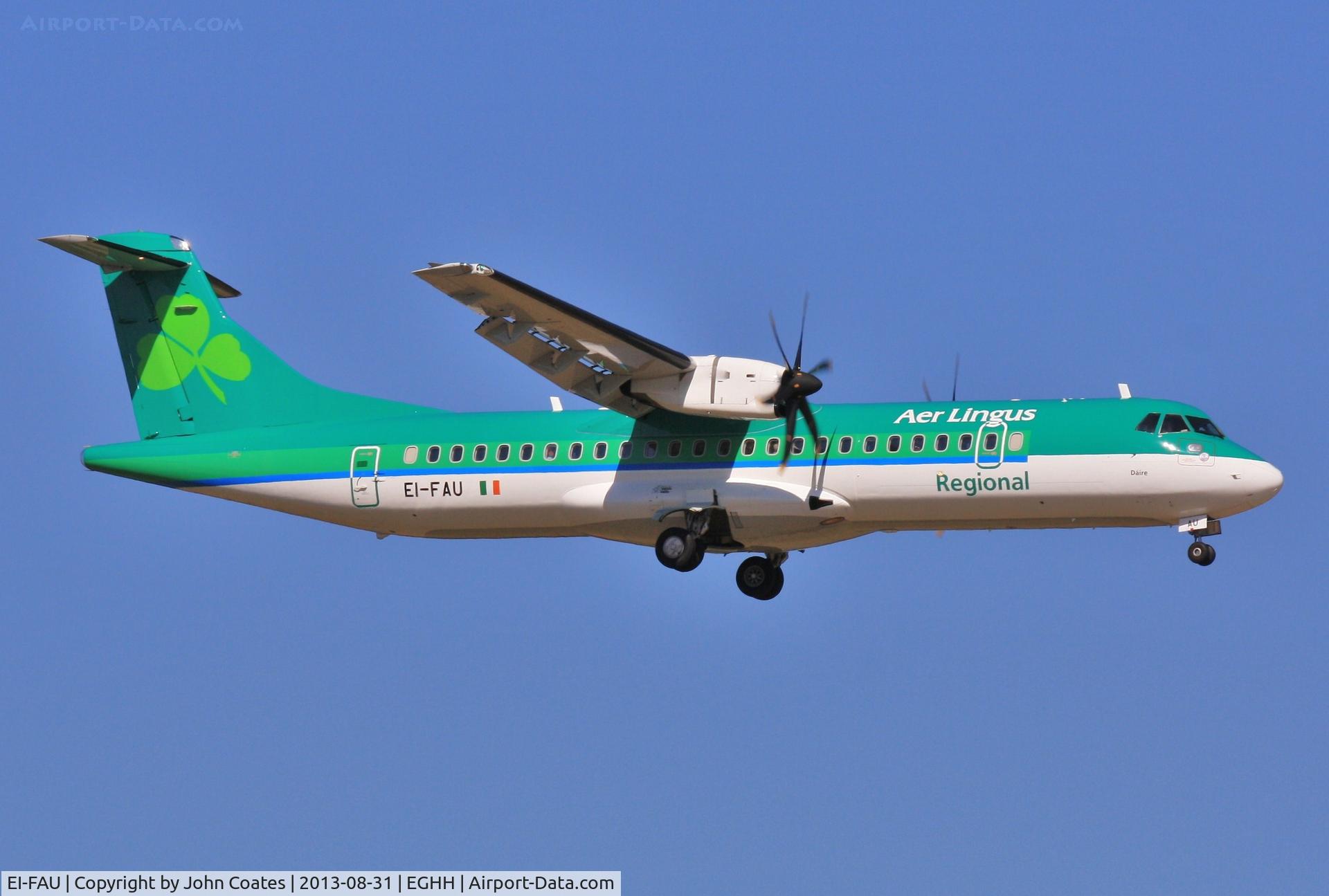 EI-FAU, 2013 ATR 72-600 (72-212A) C/N 1098, Daily service arriving from Dublin