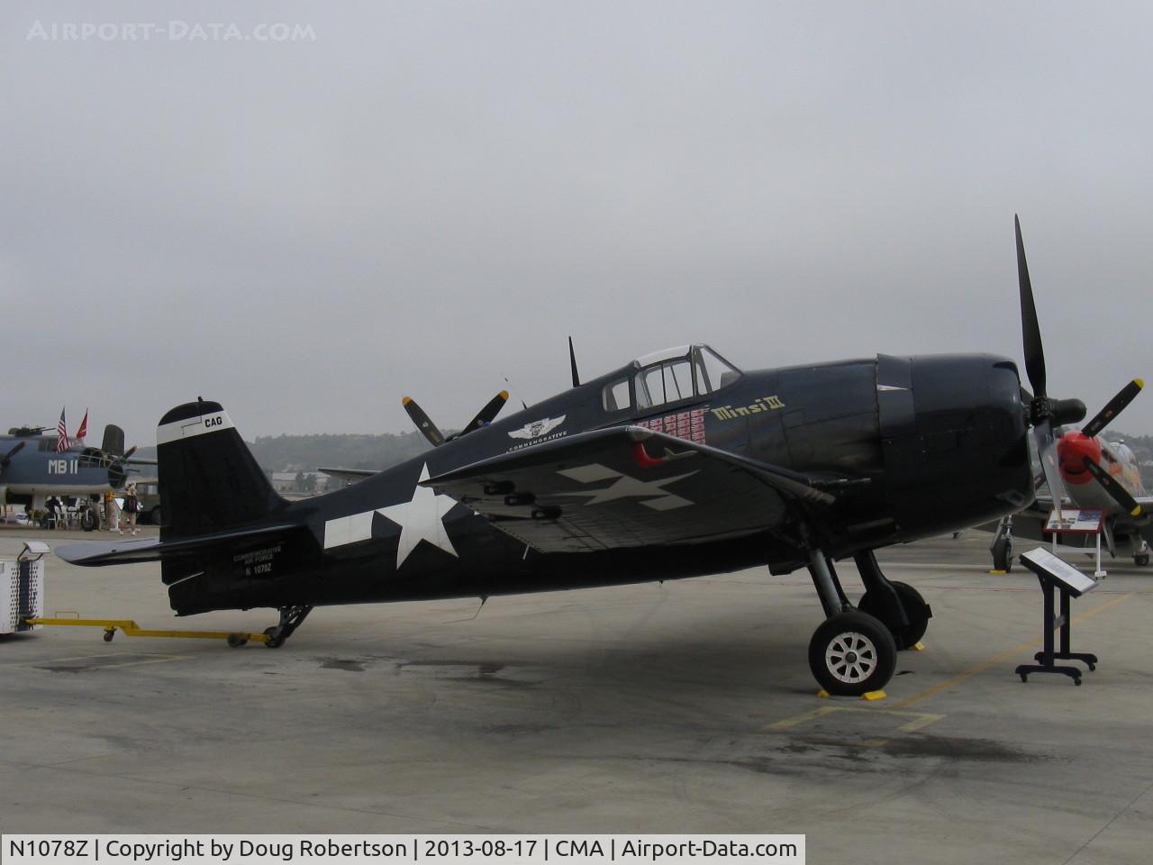 N1078Z, 1963 Grumman F6F-5 Hellcat C/N 27354801-66, 1963 S & S Special/Grumman F6F-5 HELLCAT 'MINSI III', P&W R-1820 Double Wasp 2,200 Hp, on CAF ramp