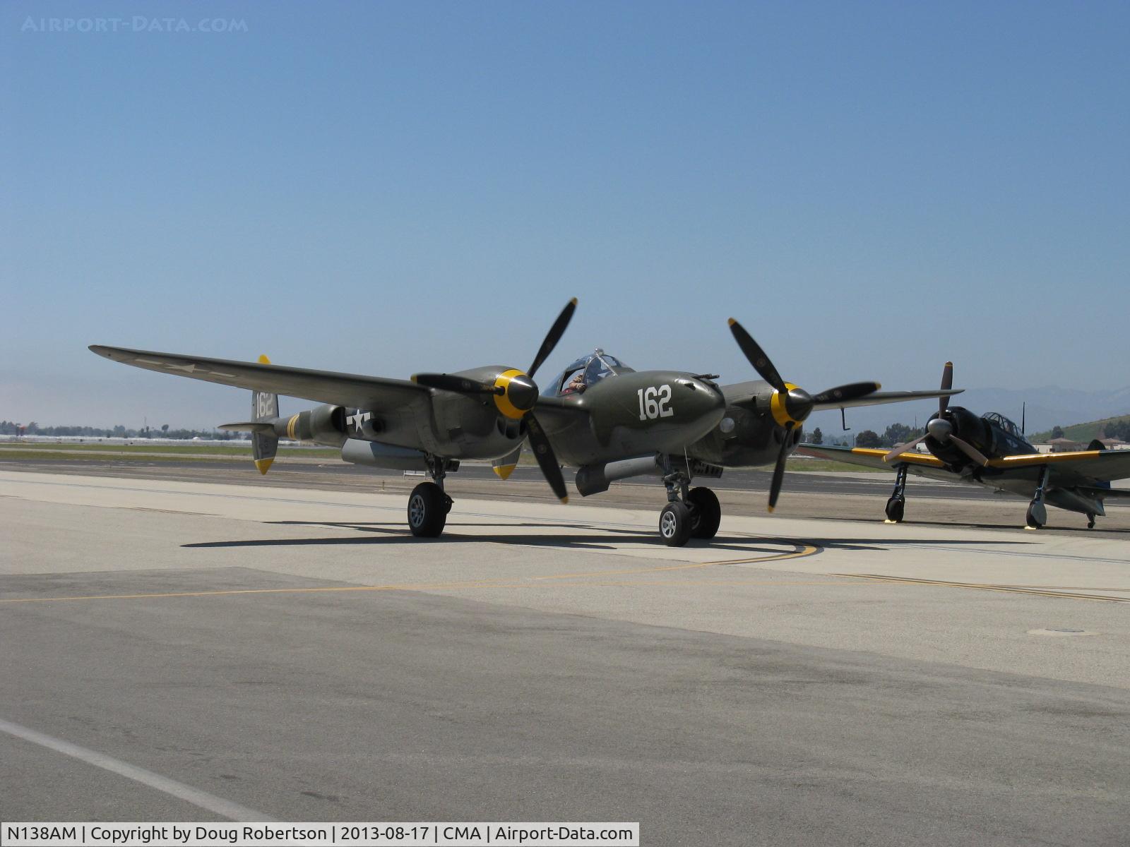 N138AM, 1943 Lockheed P-38J Lightning C/N 44-23314, 1943 P-38J LIGHTNING '23 SKIDOO', two Allison V-1710-89/91 counter-rotating 1,425 Hp each, also known as 'Louise', of Planes of Fame, taxi