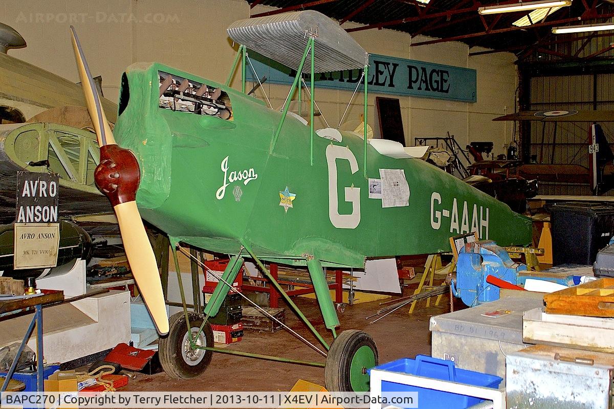 BAPC270, De Havilland DH-60G Gypsy Moth Replica C/N BAPC270, Replica De Havilland DH60 Moth (G-AAAH Jason) at Yorkshire Air Museum
