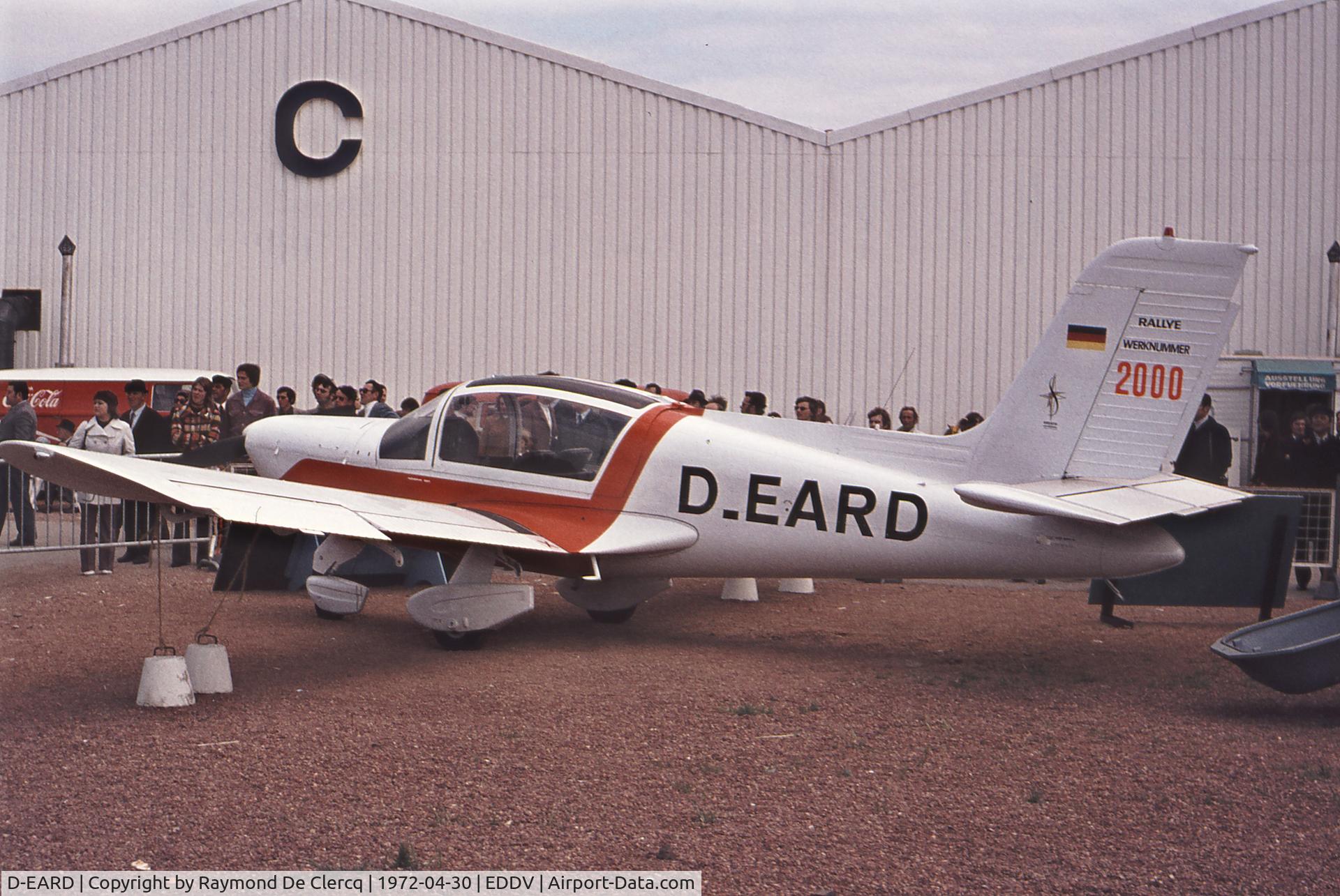 D-EARD, Morane-Saulnier MS.894A Rallye Minerva  220 C/N 2000, Hannover Messe 1972