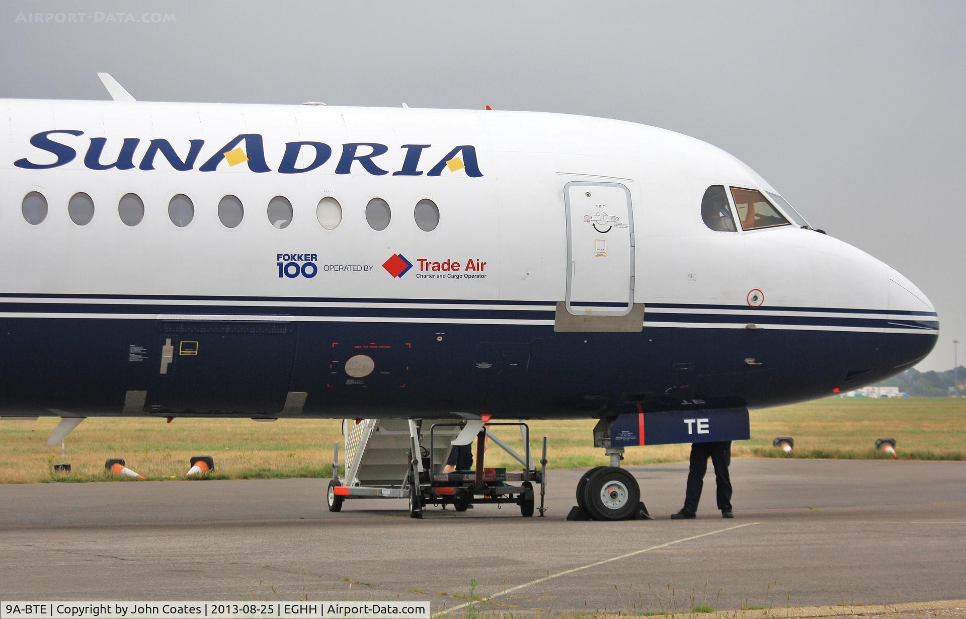 9A-BTE, 1992 Fokker 100 (F-28-0100) C/N 11416, Close-up parked at Signatures