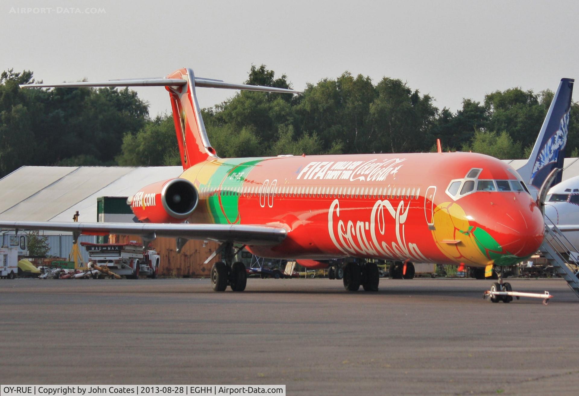 OY-RUE, 1990 McDonnell Douglas MD-83 (DC-9-83) C/N 49936, Awaiting delivery after repaint into special Coca Cola / FIFA World Cup scheme.