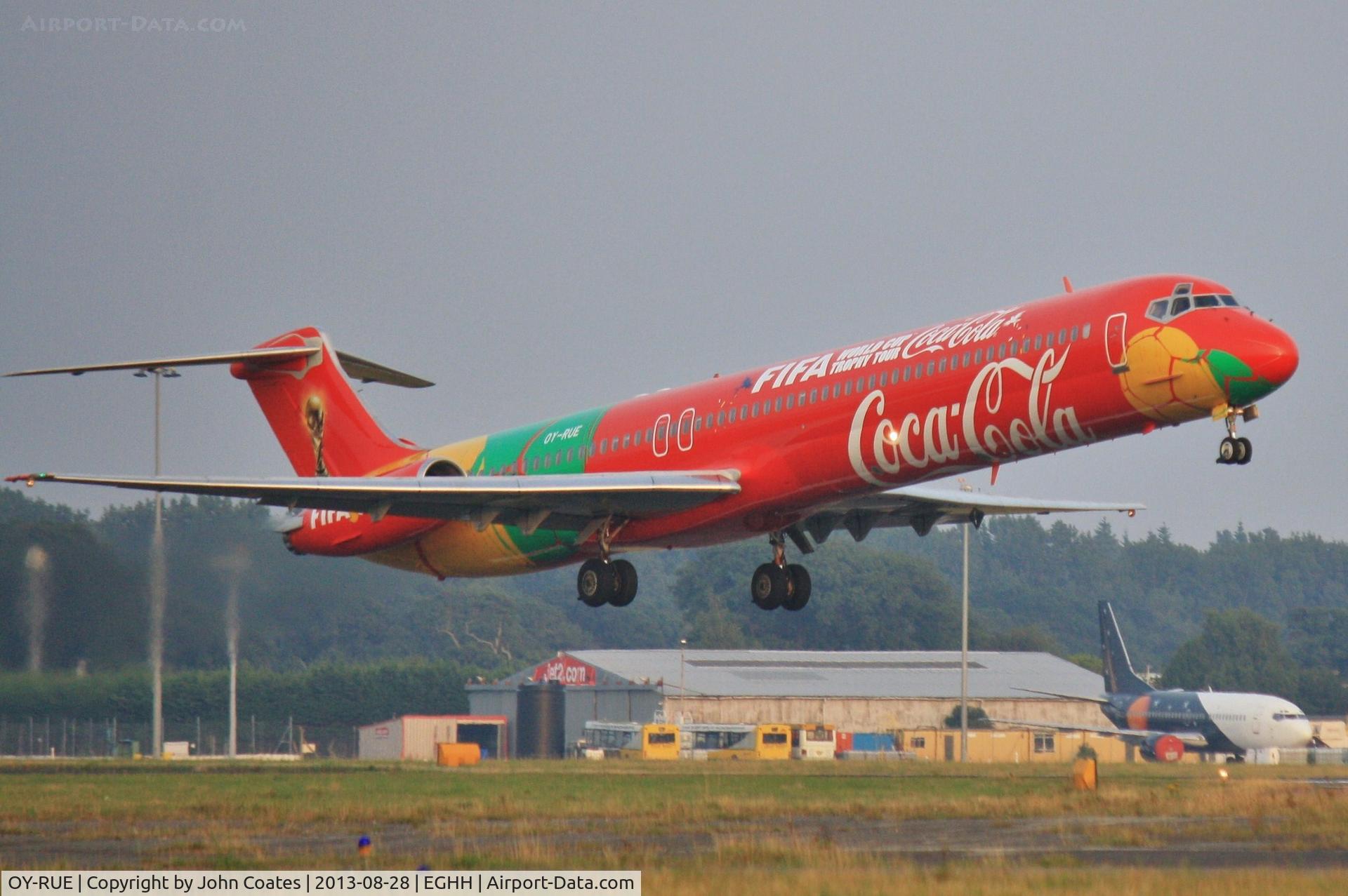 OY-RUE, 1990 McDonnell Douglas MD-83 (DC-9-83) C/N 49936, Coca Cola / FIFA World Cup scheme for World Tour of 88 participating countries for 2014 World Cup.