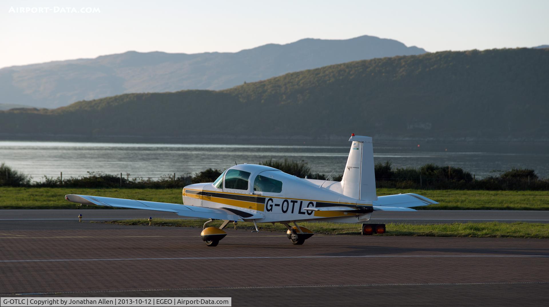 G-OTLC, 1973 Grumman American AA5 Traveller C/N 000, About to depart from Oban Airport.