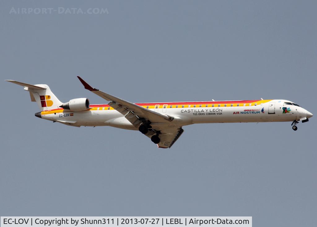 EC-LOV, 2011 Bombardier CRJ-1000ER NG (CL-600-2E25) C/N 19019, Landing rwy 07L with additional 'Castilla y Leon patch'