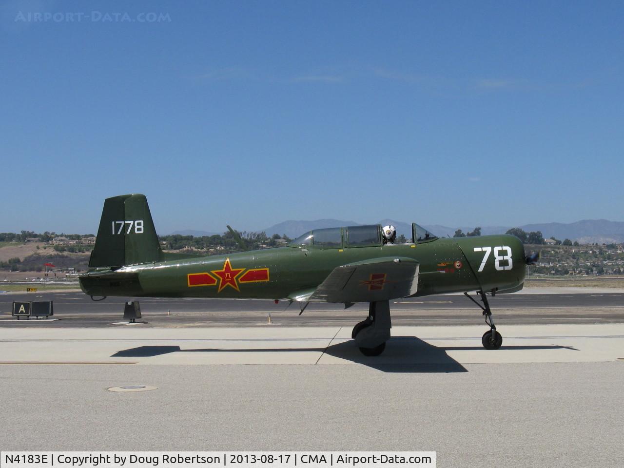 N4183E, 1966 Nanchang CJ-6A C/N 1832039, 1966 Nanchang China CJ-6A, Huosai 6JIA 285 Hp 9 cylinder radial, taxi back