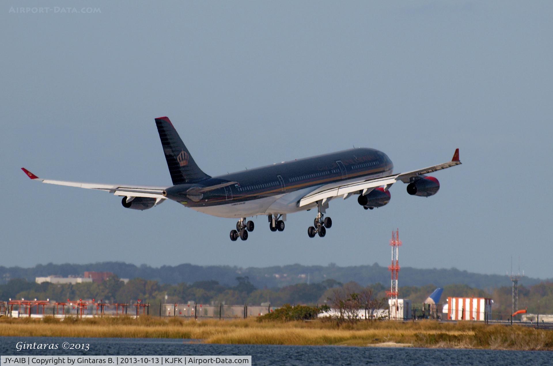JY-AIB, 1994 Airbus A340-211 C/N 043, Going to a landing @ 4R @ JFK