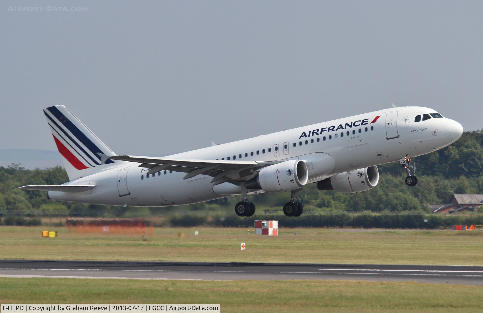 F-HEPD, 2010 Airbus A320-214 C/N 4295, Departing from Manchester.