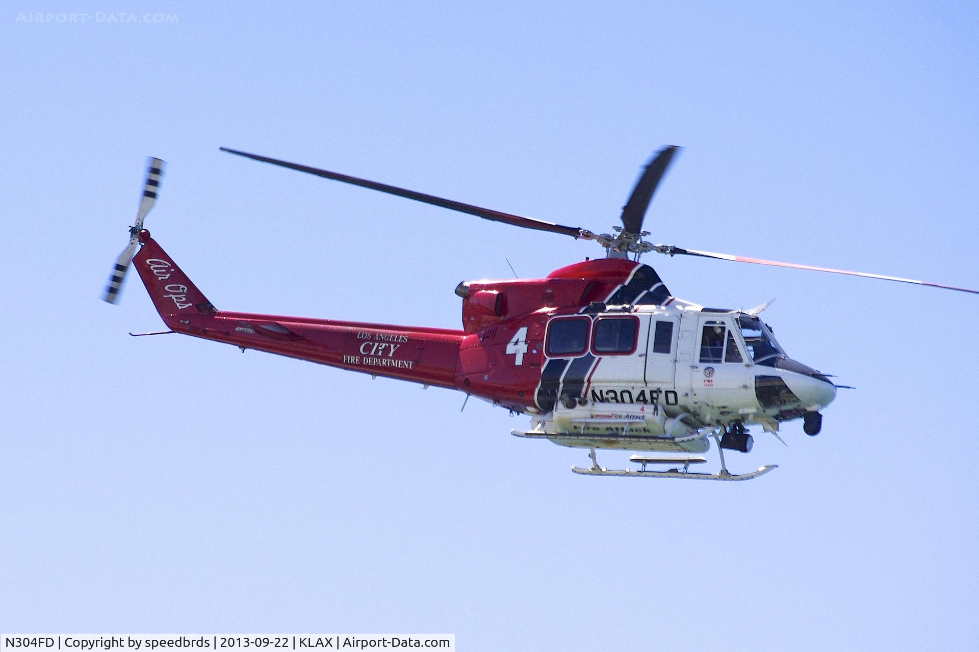 N304FD, 1999 Bell 412EP C/N 36229, Taken from Dockweiler Beach.  Los Angeles City Fire Department.