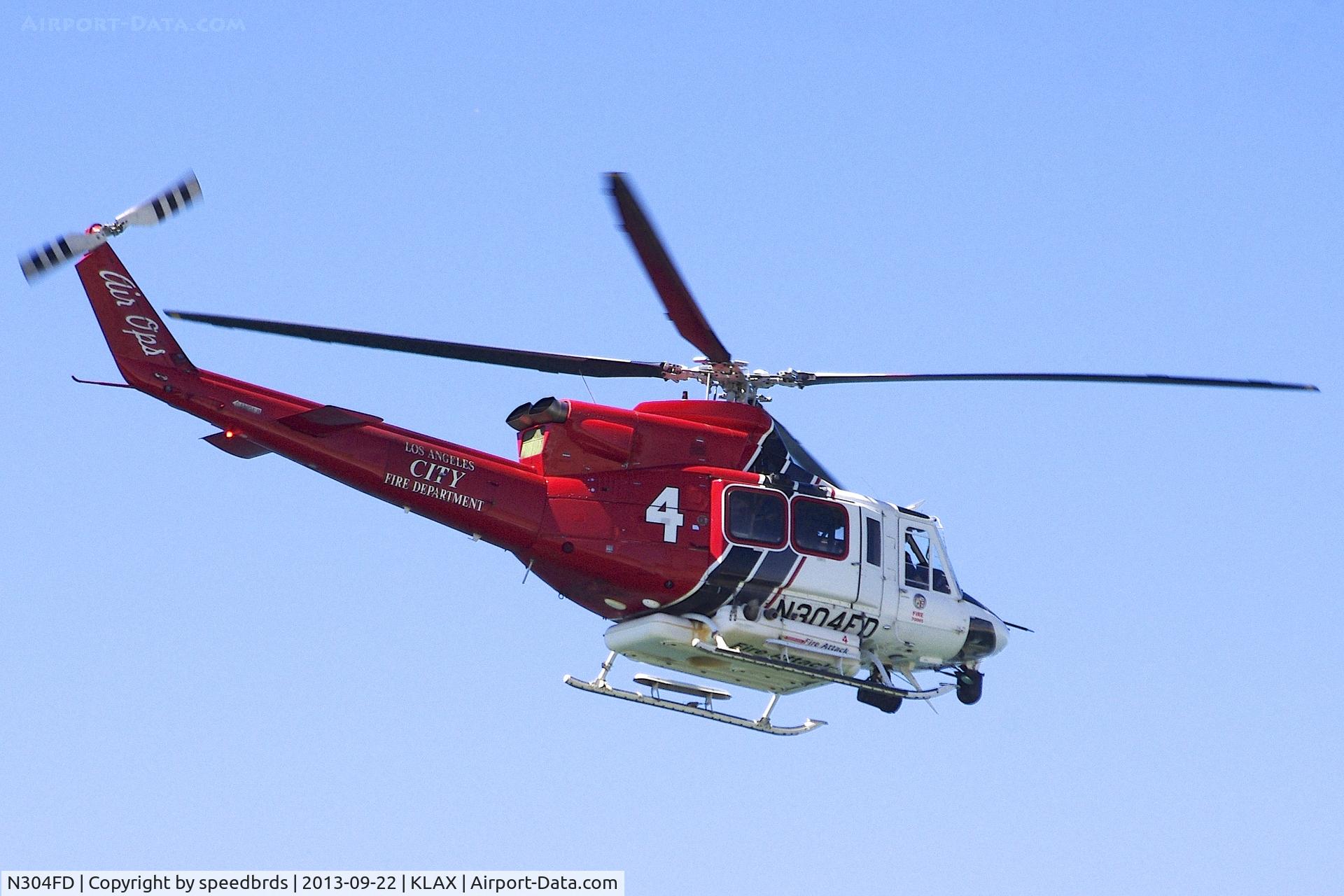 N304FD, 1999 Bell 412EP C/N 36229, Taken from Dockweiler Beach.  Los Angeles City Fire Department.