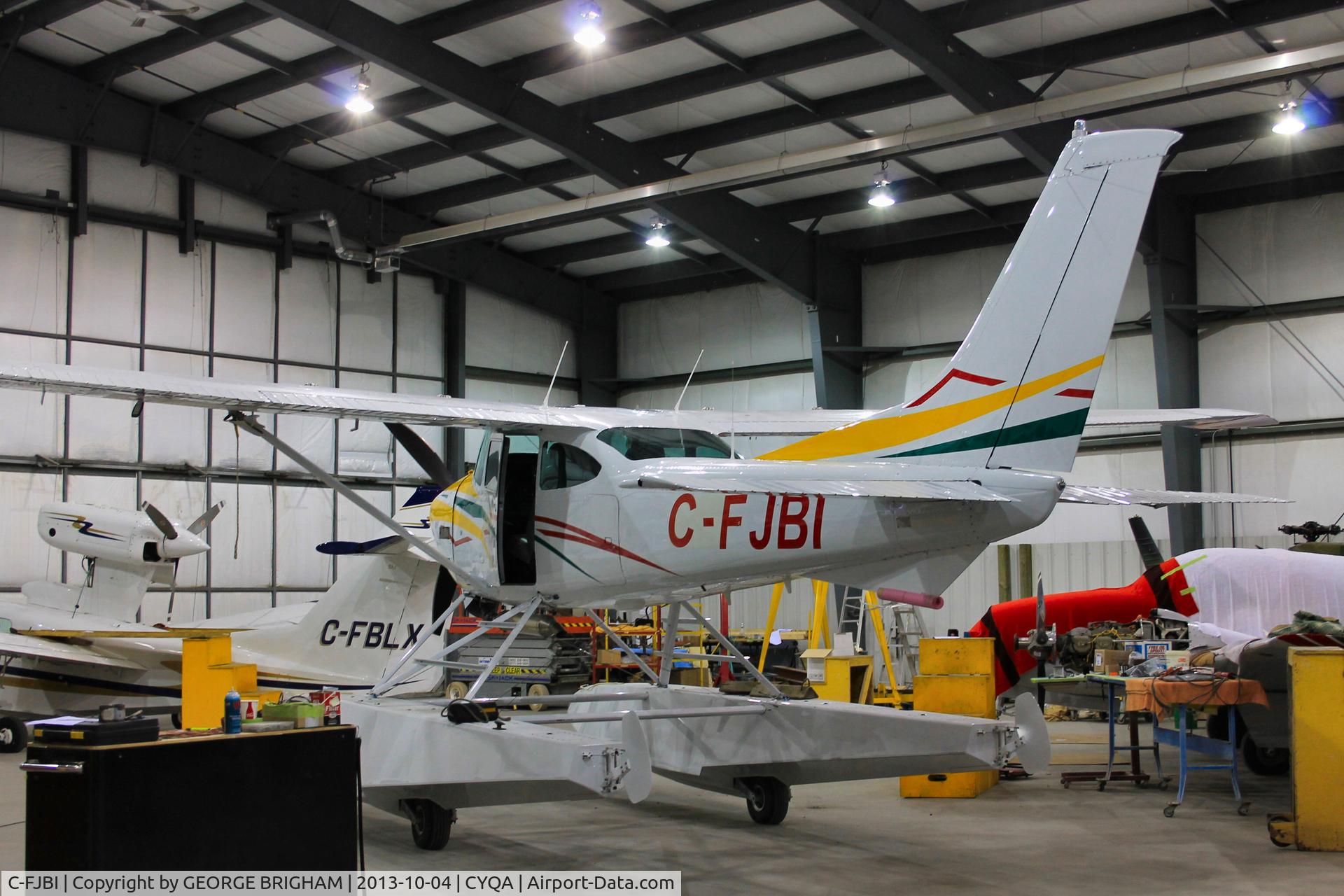 C-FJBI, 1977 Cessna 182Q Skylane C/N 18266054, Cessna Skylane on floats and hangared at its home base