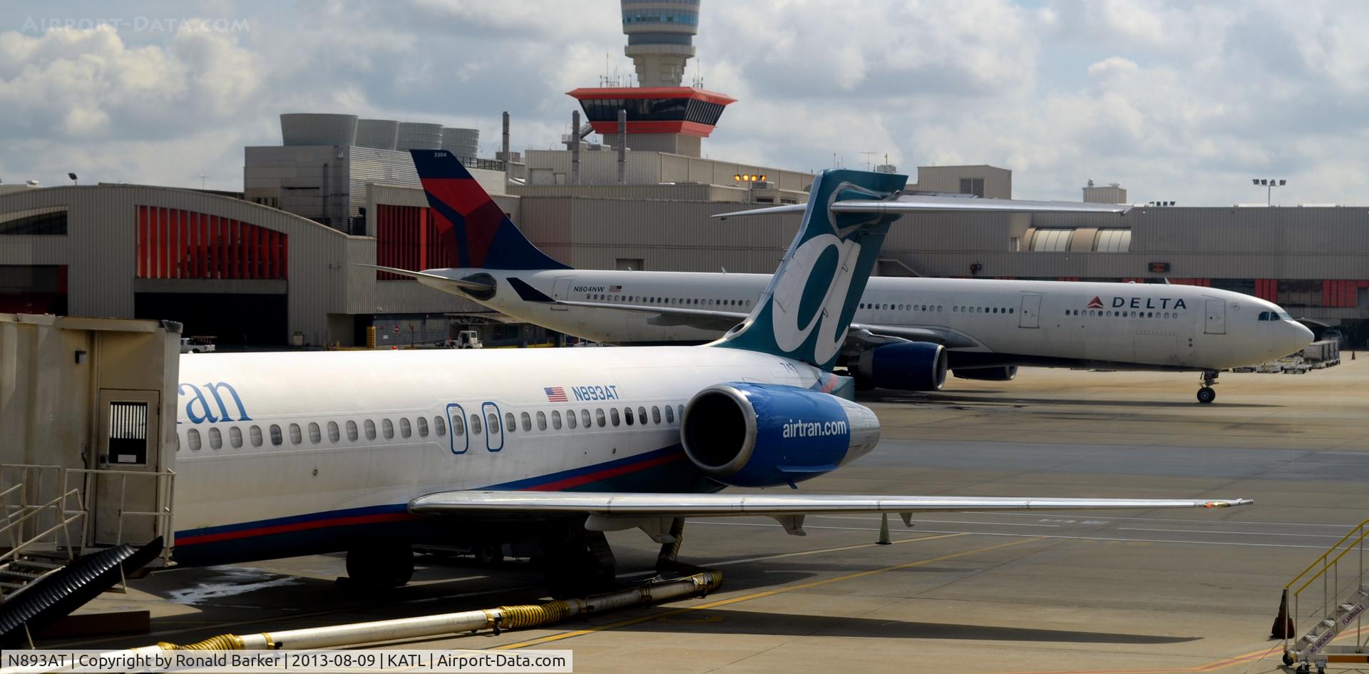 N893AT, 2004 Boeing 717-200 C/N 55045, N893at with N804NW in the backbround Atlanta