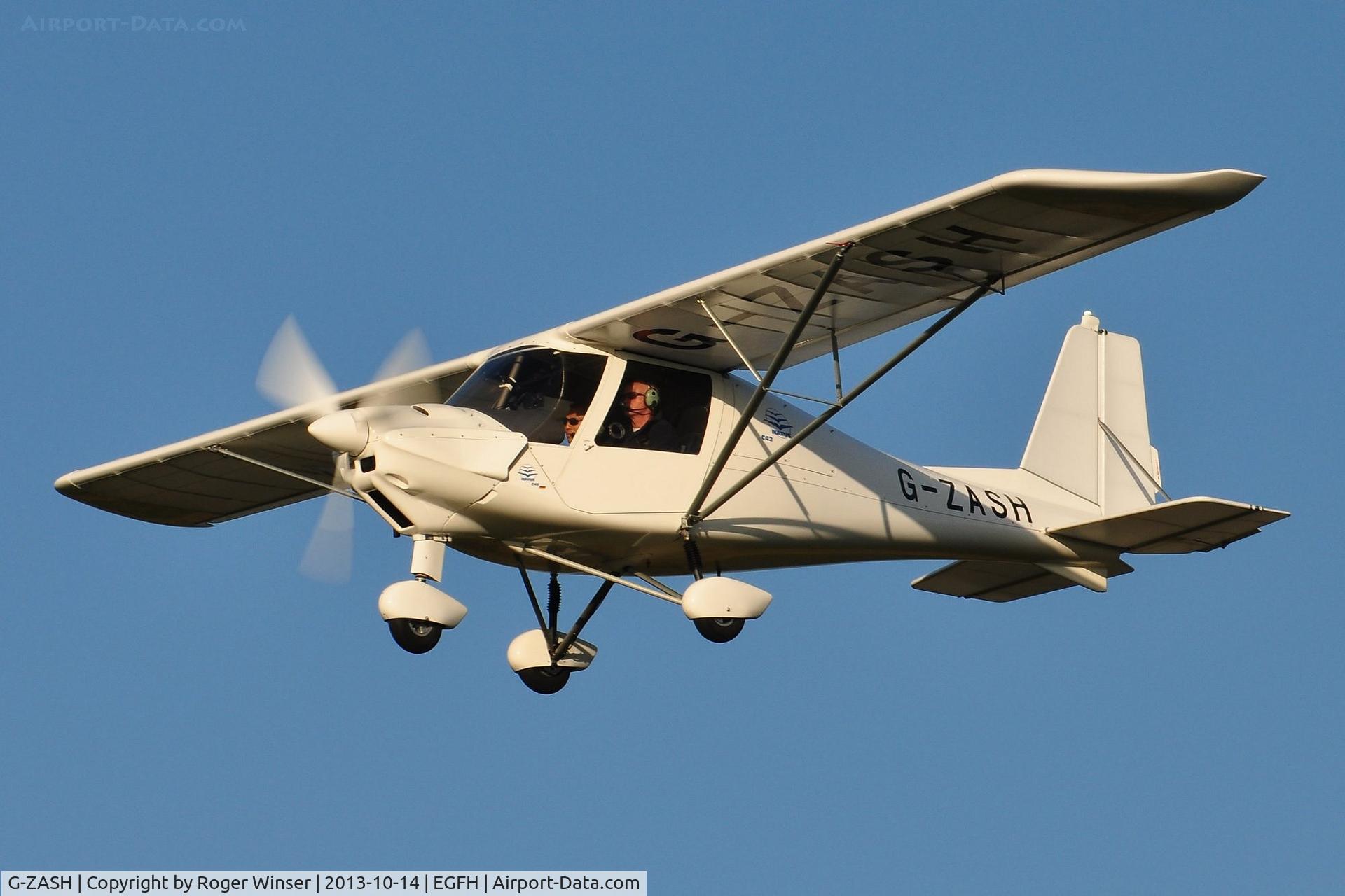 G-ZASH, 2013 Comco Ikarus C42 FB80 C/N 1304-7257, Resident Ikarus C42 operated by Gower Flight Centre on finals to Runway 28.