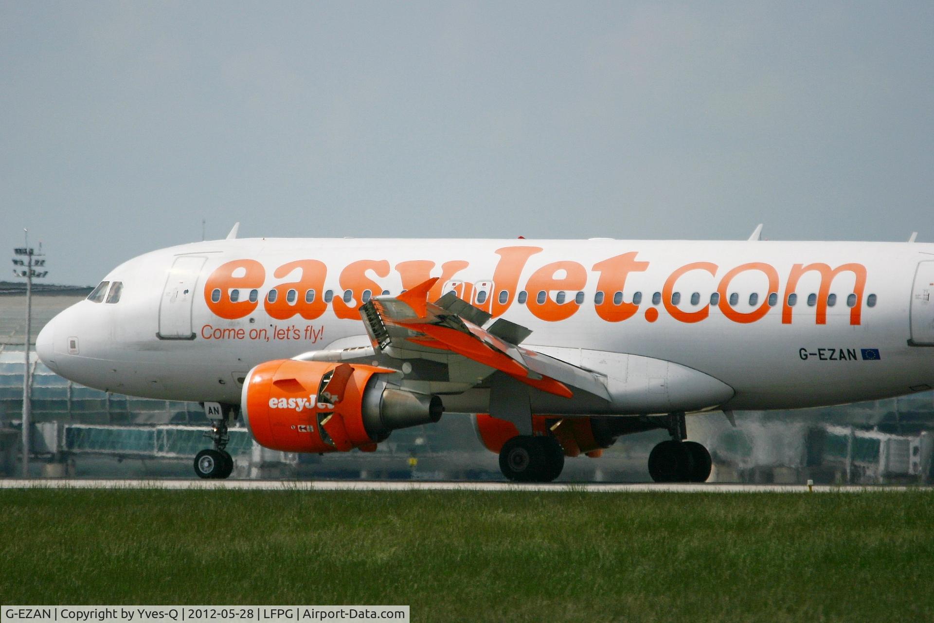 G-EZAN, 2006 Airbus A319-111 C/N 2765, Airbus A319-111, Reverse thrust landing Rwy 26L, Roissy Charles De Gaulle Airport (LFPG-CDG)