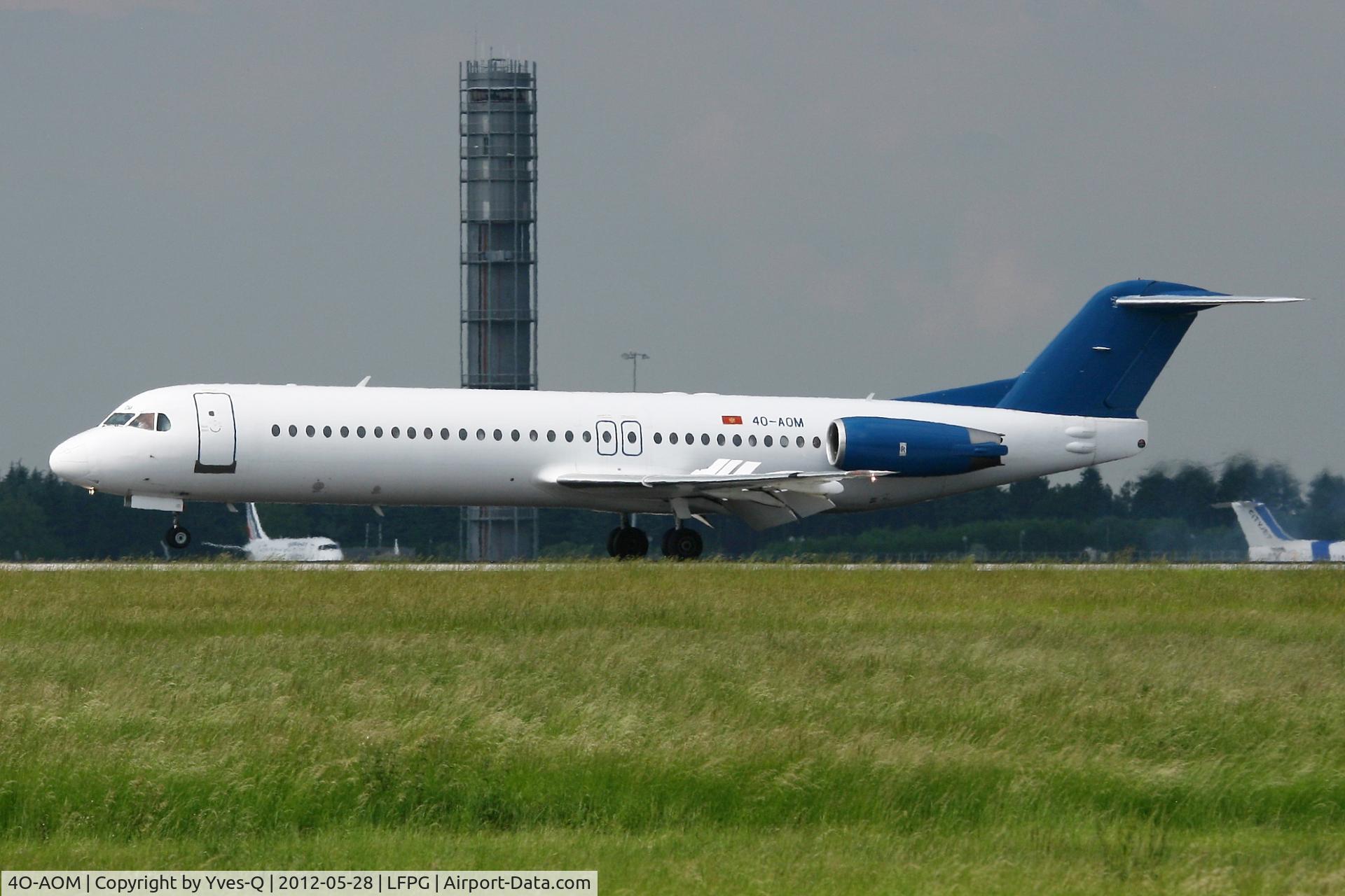 4O-AOM, 1990 Fokker 100 (F-28-0100) C/N 11321, Fokker 100, Montenegro Airlines, Landing Rwy 26L, Roissy Charles De Gaulle Airport (LFPG-CDG)