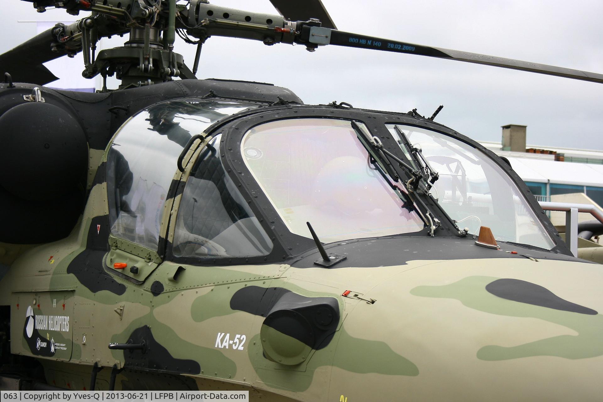 063, Kamov Ka-52 Alligator C/N 3538264800003, Kamov Ka-52 Alligator, Close view of cockpit, Paris-Le Bourget Air Show 2013