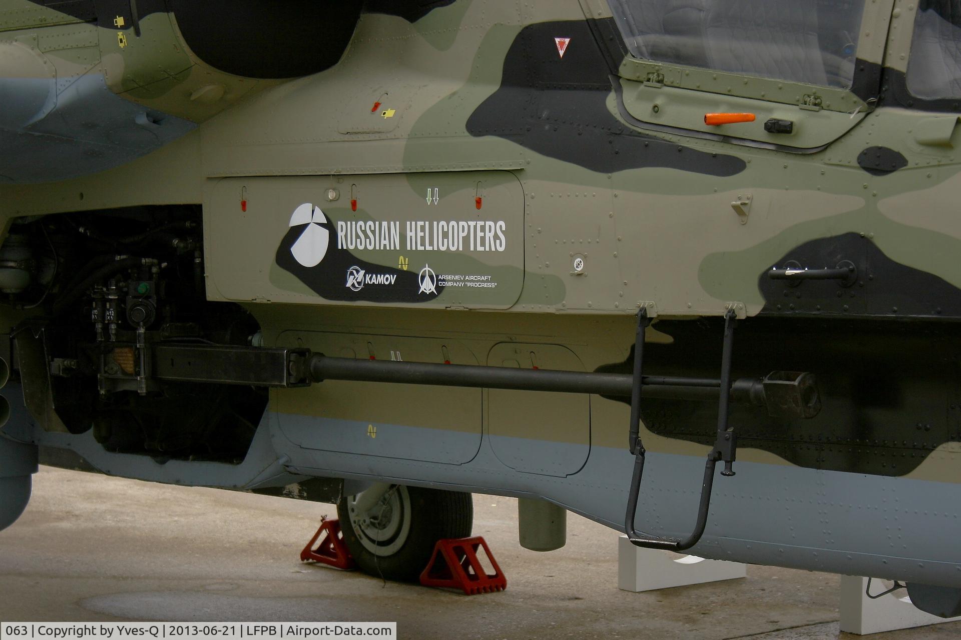 063, Kamov Ka-52 Alligator C/N 3538264800003, Kamov Ka-52 Alligator, Close view of 30 mm gun, Paris-Le Bourget Air Show 2013