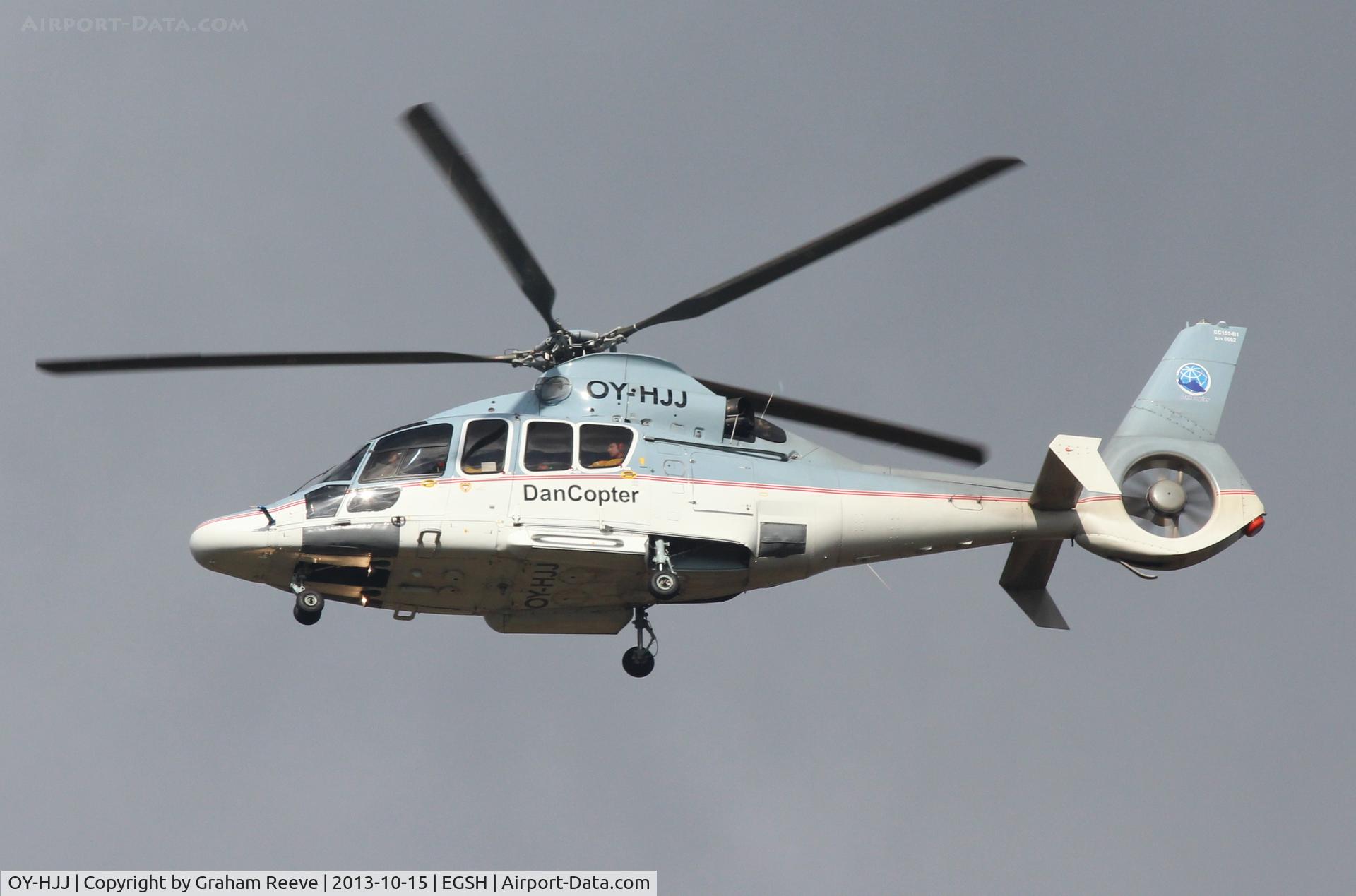 OY-HJJ, 2003 Eurocopter EC-155B-1 C/N 6662, Coming in to land at Norwich.