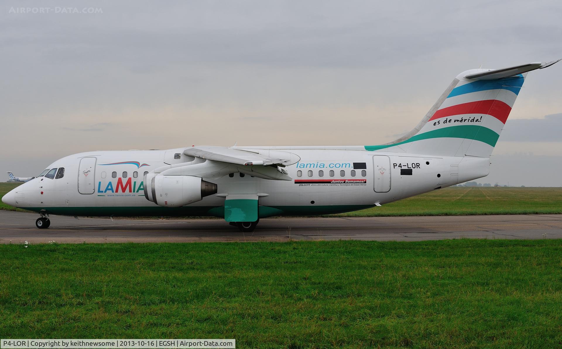 P4-LOR, 1999 British Aerospace Avro 146-RJ85A C/N E2348, Leaving Norwich following storage etc.