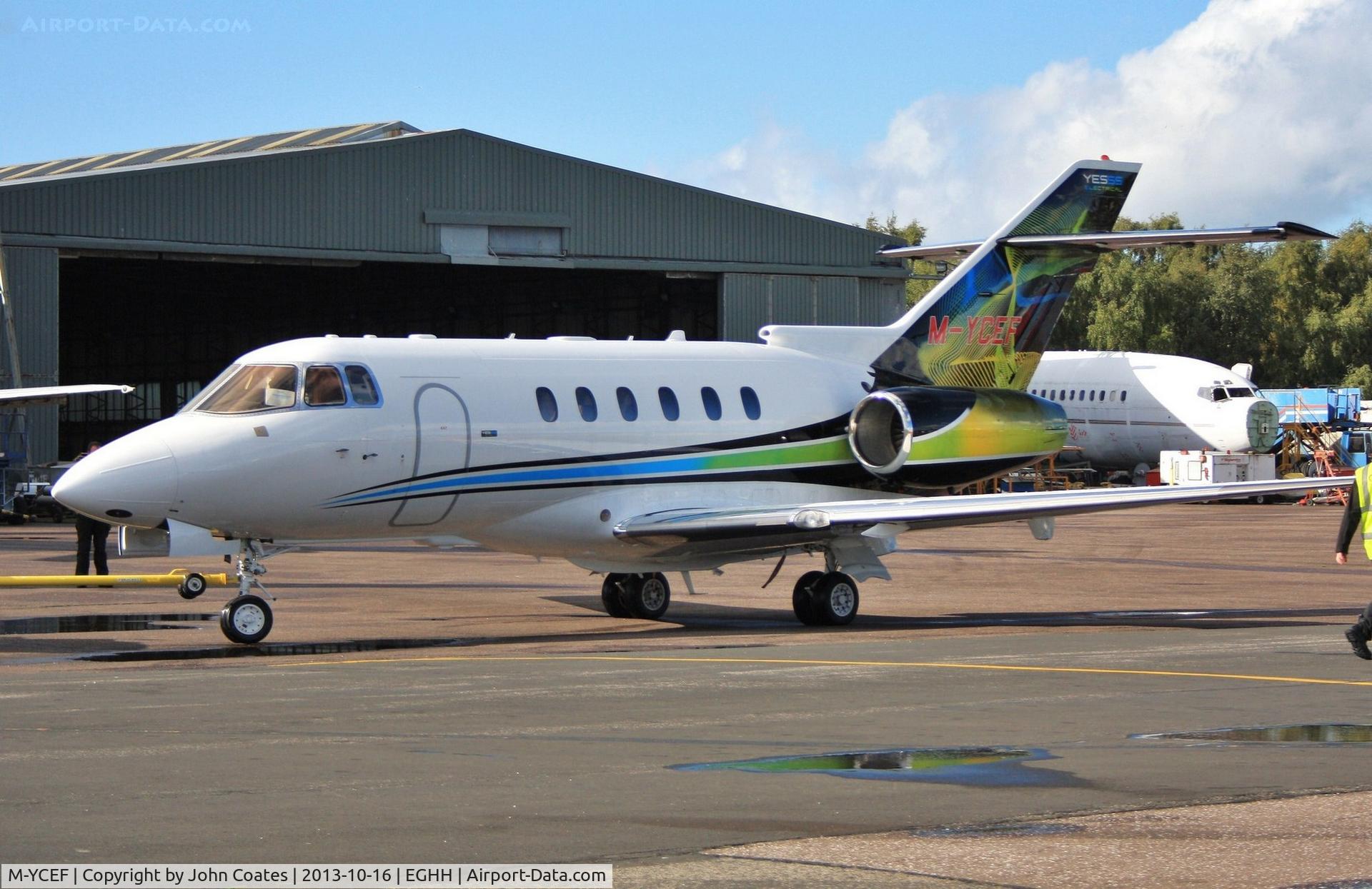 M-YCEF, 2005 Raytheon Hawker 800XPi C/N 258723, Receiving attention at Thurston Aviation.