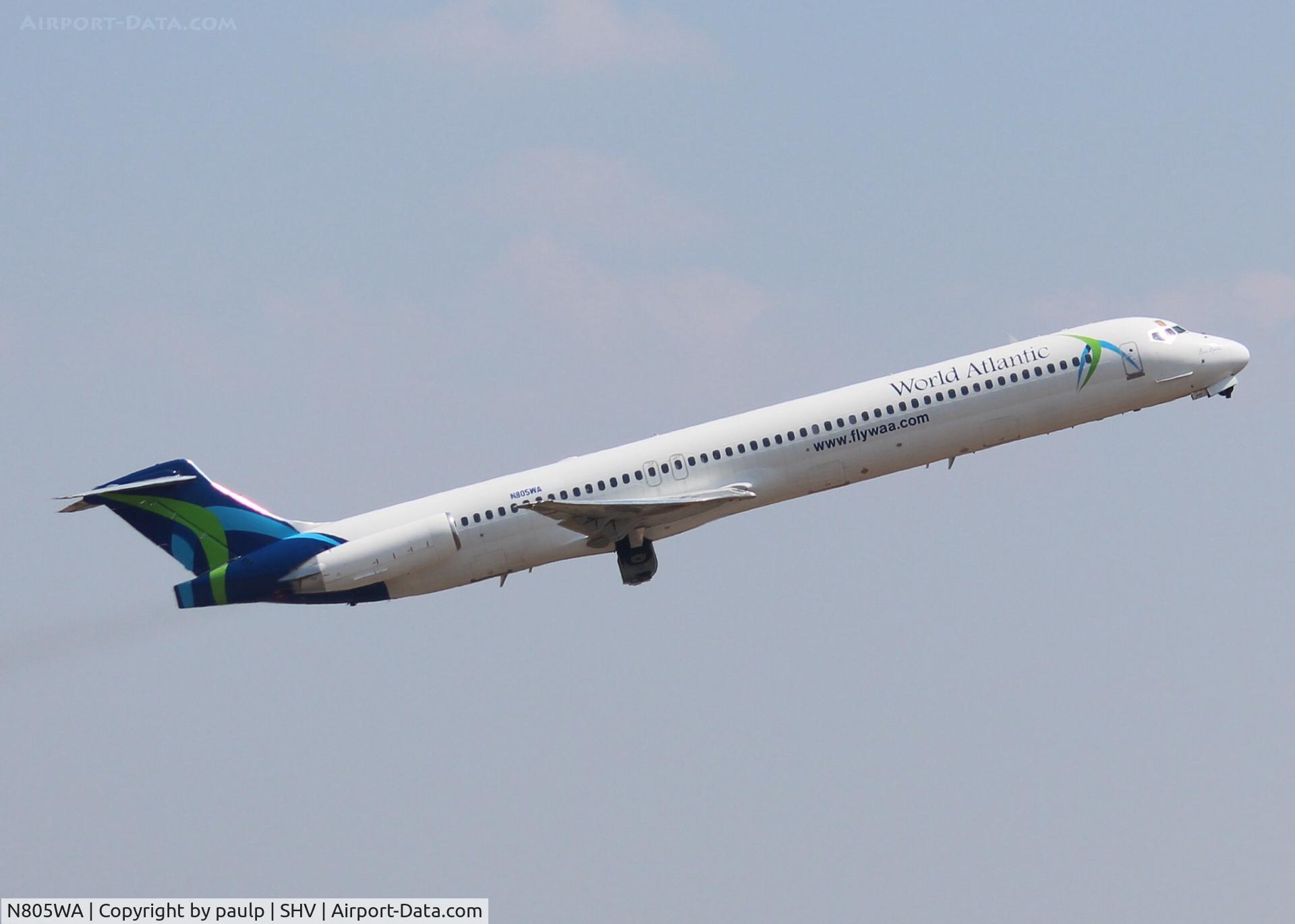 N805WA, 1996 McDonnell Douglas MD-83 (DC-9-83) C/N 53470, Departing Rwy. 14 at Shreveport Regional.