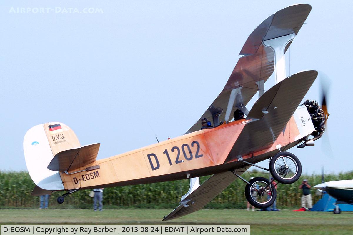D-EOSM, Udet U.12a Flamingo Replica C/N D-1202, Udet U.12a Flamingo (replica) [1785] (Flugwerft Schleissheim) Tannheim~D 24/08/2013. Port wing starts to dip.