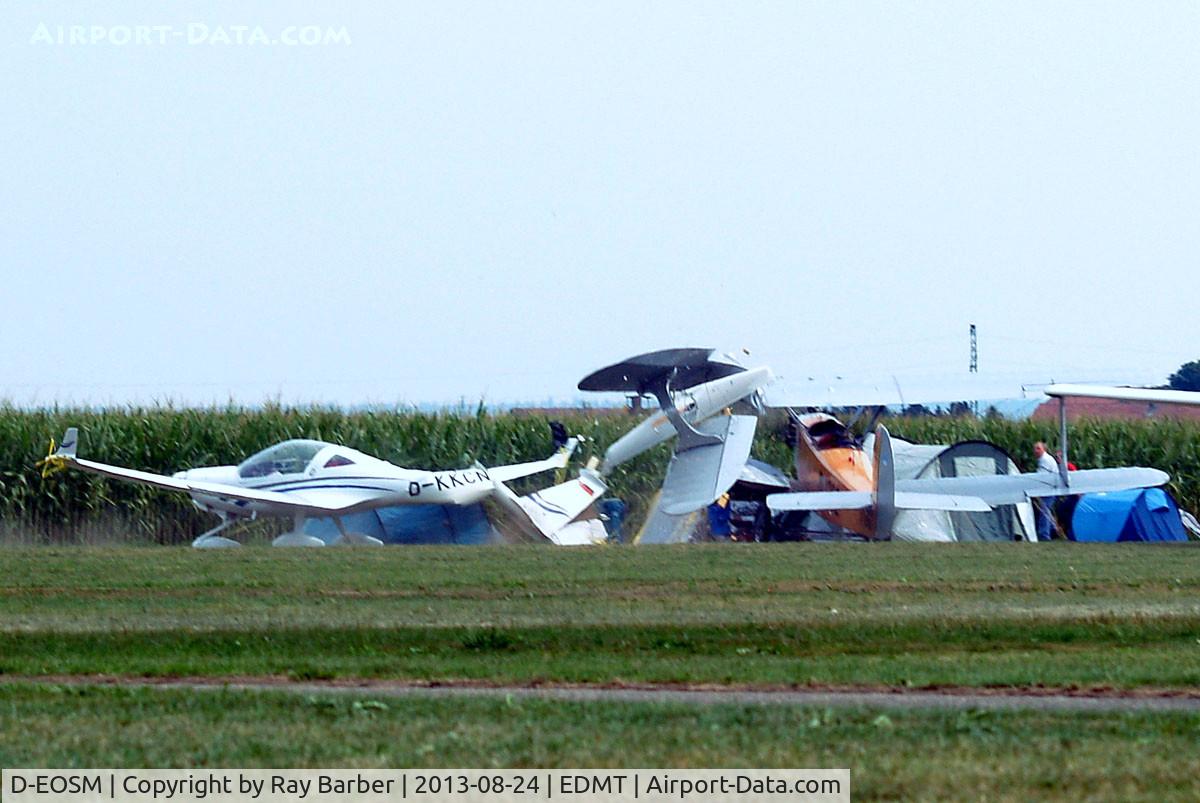 D-EOSM, Udet U.12a Flamingo Replica C/N D-1202, Udet U.12a Flamingo (replica) [1785] (Flugwerft Schleissheim) Tannheim~D 24/08/2013. Seen here having caught its wing spar in the upper tail resulting in ripping the tail off of D-KKCN and swinging the aircraft further round.