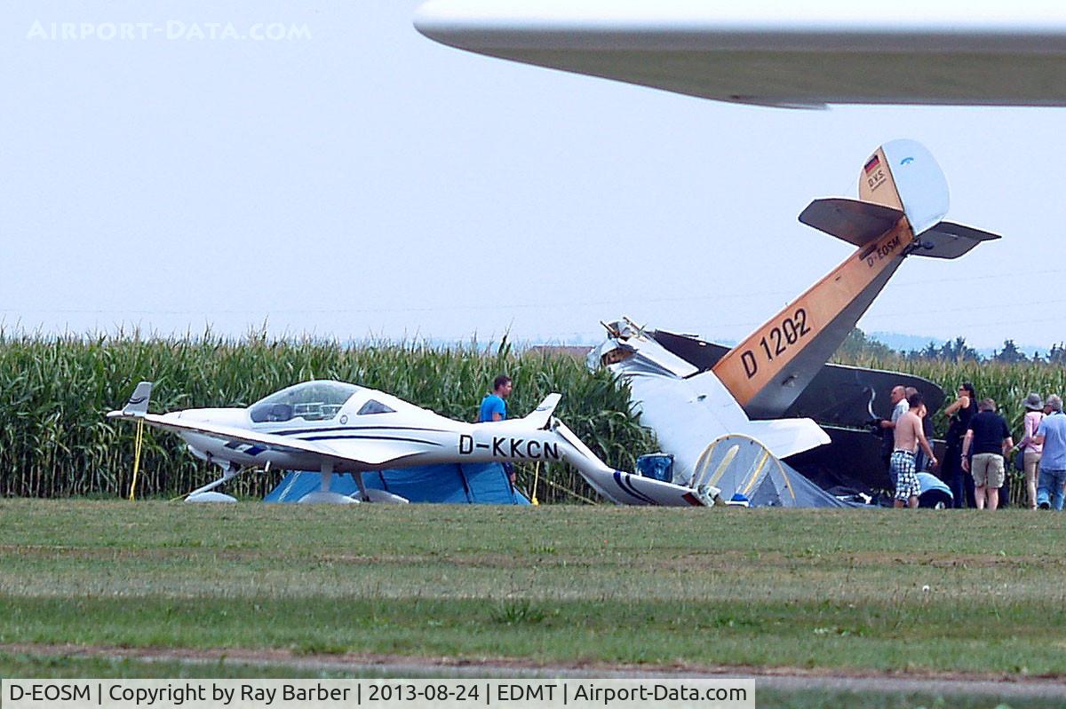 D-EOSM, Udet U.12a Flamingo Replica C/N D-1202, Udet U.12a Flamingo (replica) [1785] (Flugwerft Schleissheim) Tannheim~D 24/08/2013. Aircraft in cornfield people gathering round. Pilot and co pilot escaped unhurt 3 people injured on the ground 1 seriously who was taken by Air Ambulance to hospital.