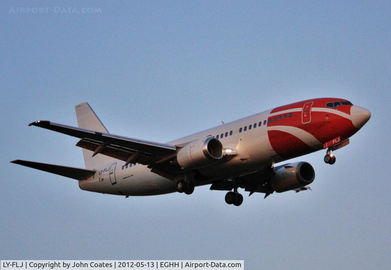 LY-FLJ, 1989 Boeing 737-3K2 C/N 24327, Arriving at dusk on 26