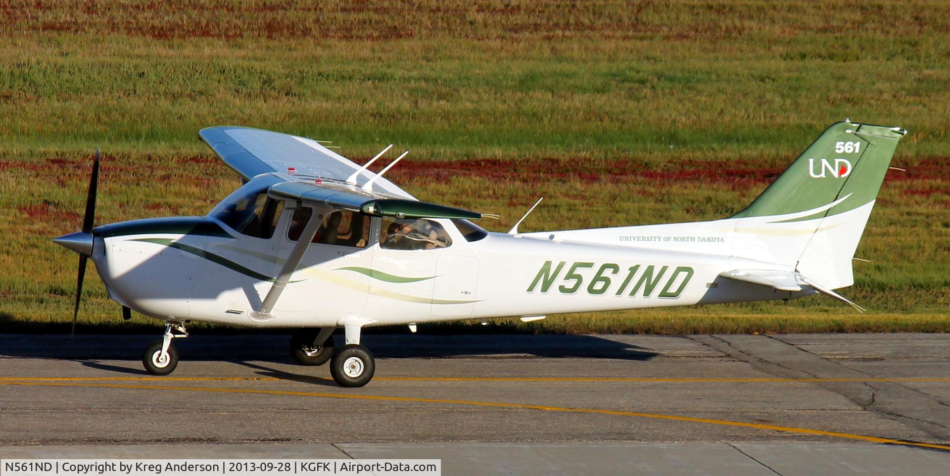 N561ND, Cessna 172S C/N 172S11099, University of North Dakota Cessna 172S Skyhawk taxiing from the Charlie ramp to the active runway.