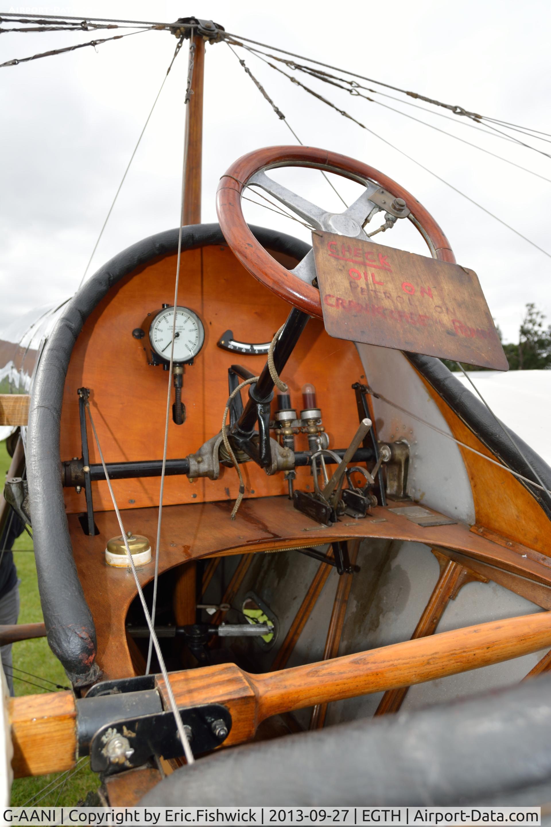 G-AANI, 1912 Blackburn Monoplane C/N 9, G-AANI - Cockpit - at Shuttleworth Uncovered Air Display, Sept. 2013