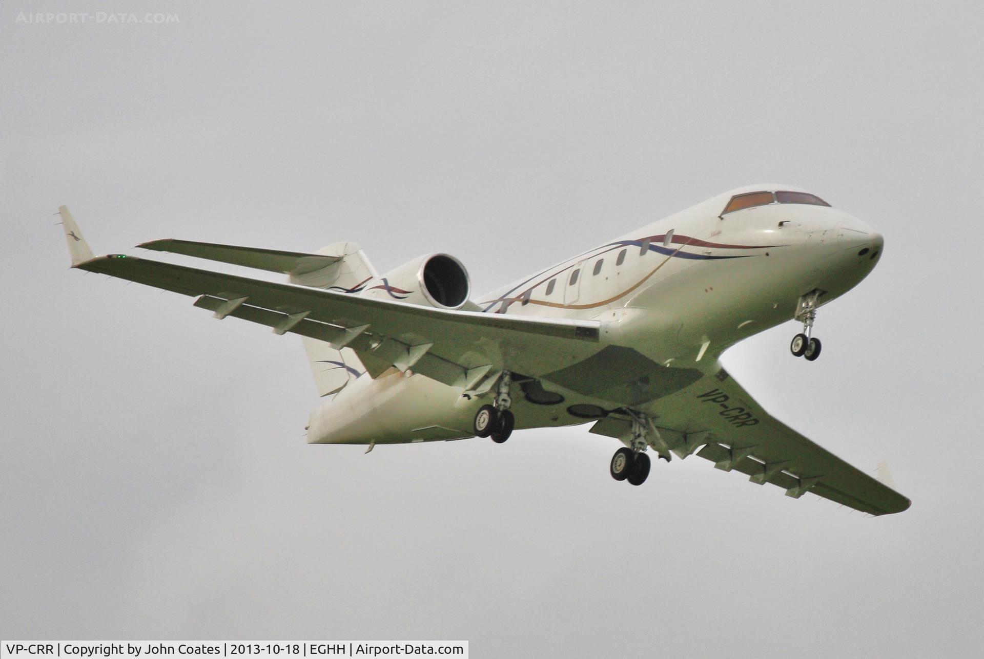 VP-CRR, 1993 Bombardier Challenger 601-3A (CL-600-2B16) C/N 5129, Low approach to 08