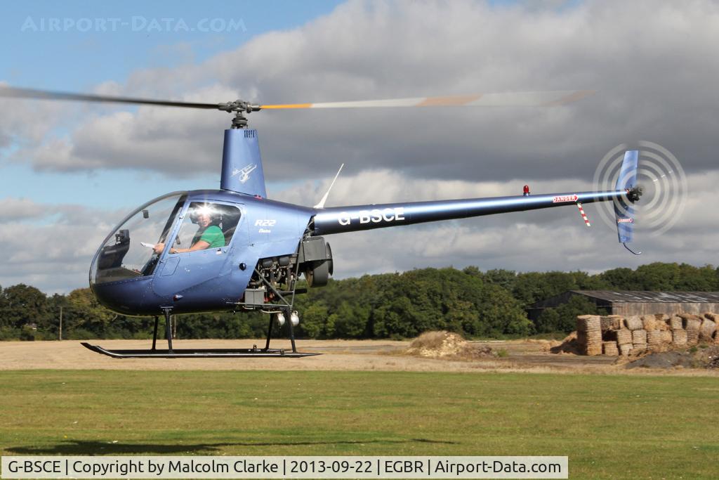 G-BSCE, 1989 Robinson R22 Beta C/N 1245, Robinson R22 Beta at The Real Aeroplane Club's Helicopter Fly-In, Breighton Airfield, September 22 2013.